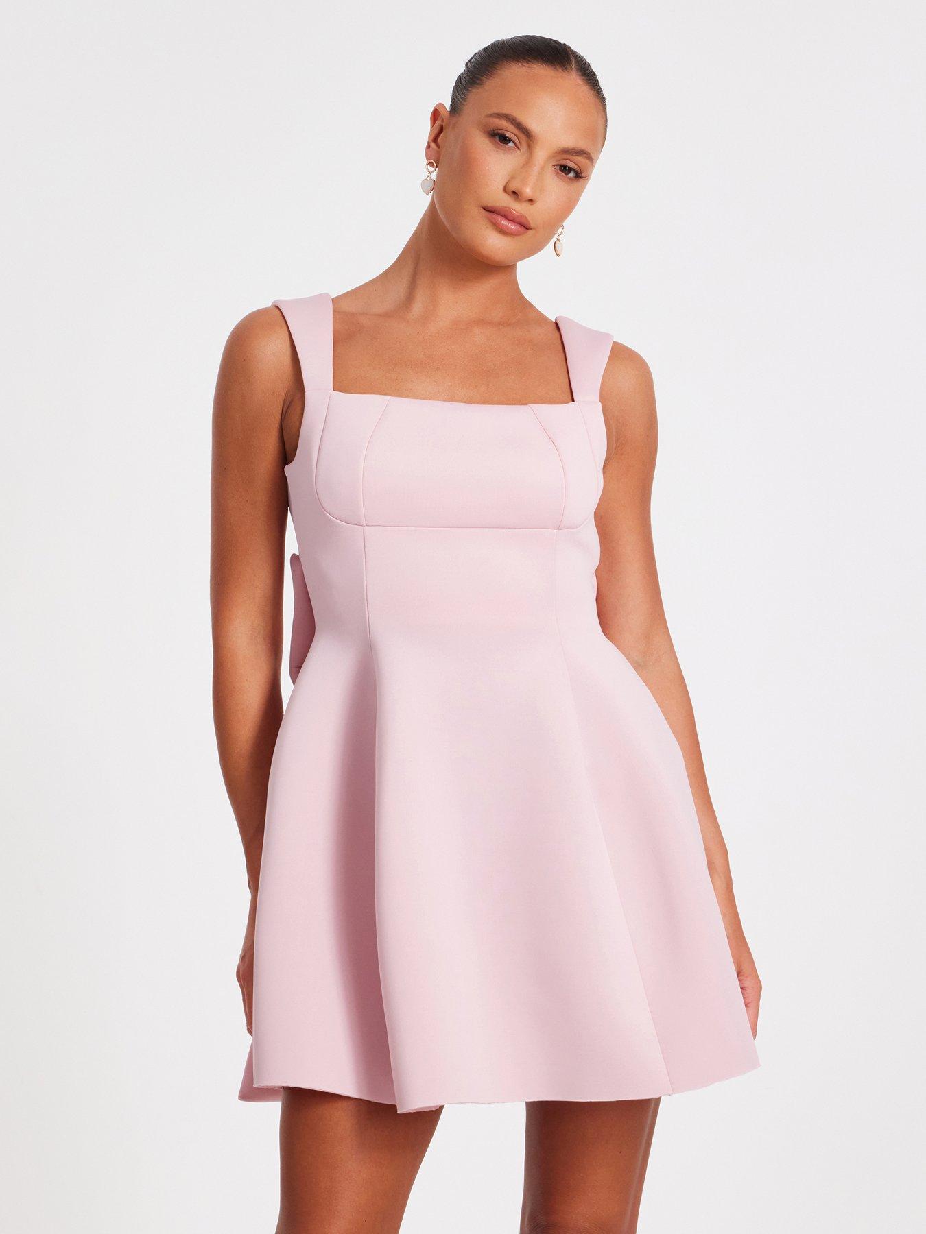 Quiz Blush Bow Skater Dress Very