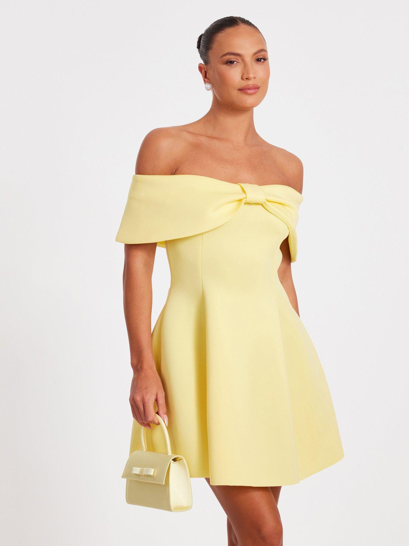 undefined Lemon Bardot Bow Skater Dress