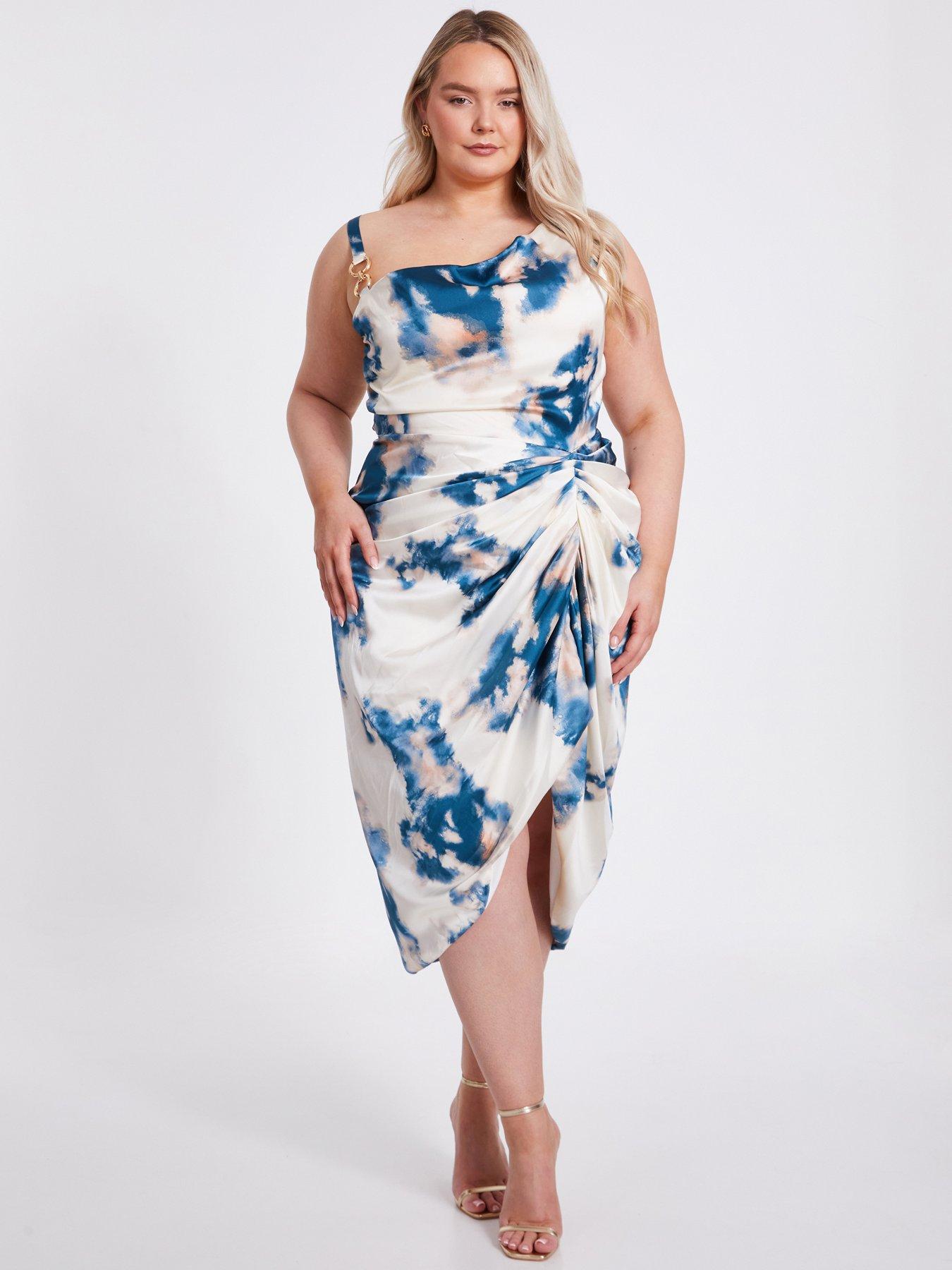 undefined Curve Teal Marble Print Midi Dress