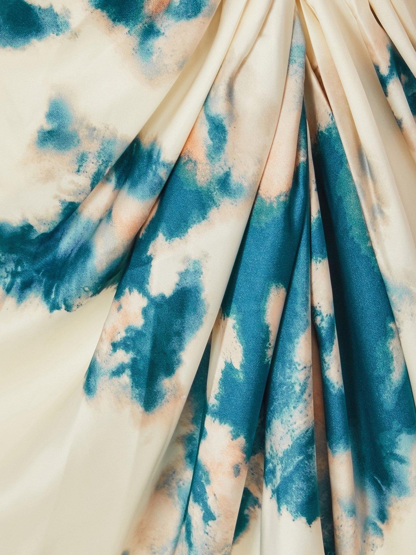 Image 6 of 6 of Quiz Curve Teal Marble Print Midi Dress