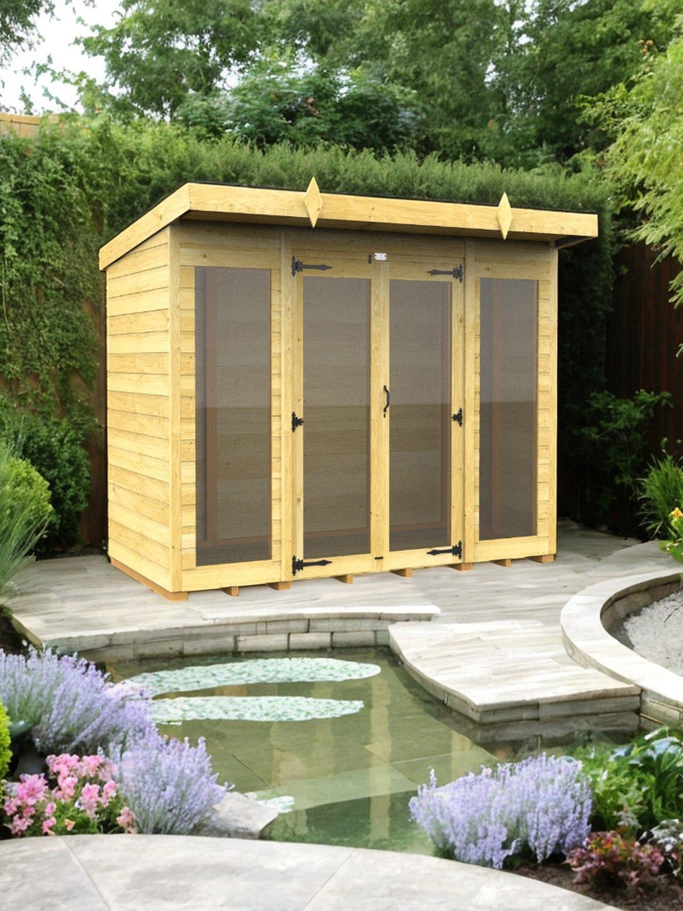 DIY Sheds 8 x 4 Pent Summer House (Full Height Window)