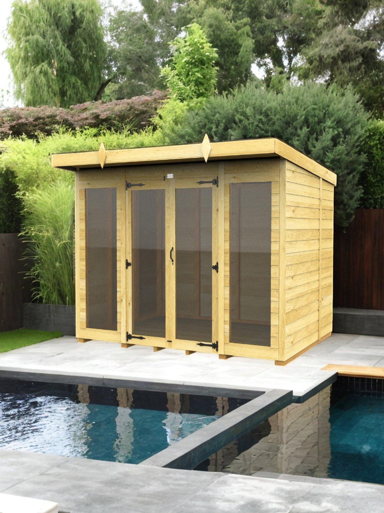 undefined 8 x 6 Pent Summer House (Full Height Window)