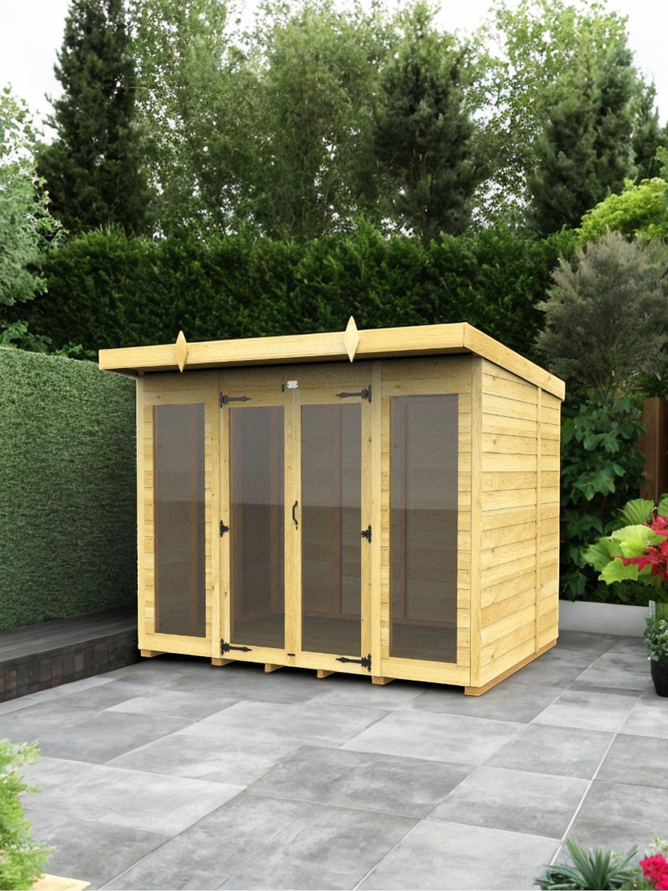 undefined 8 x 8 Pent Summer House (Full Height Window)