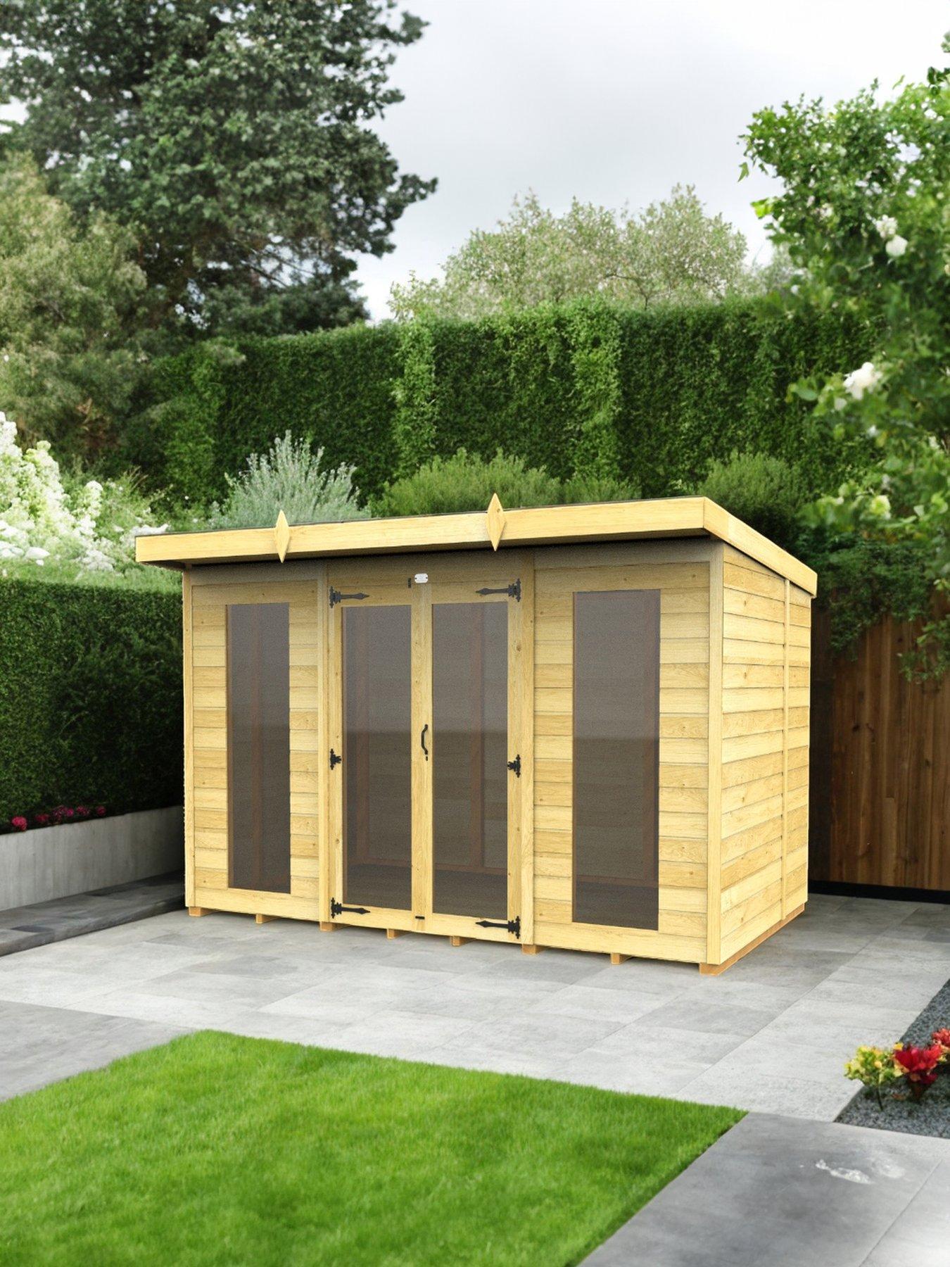 undefined 10 x 8 Pent Summer House (Full Height Window)