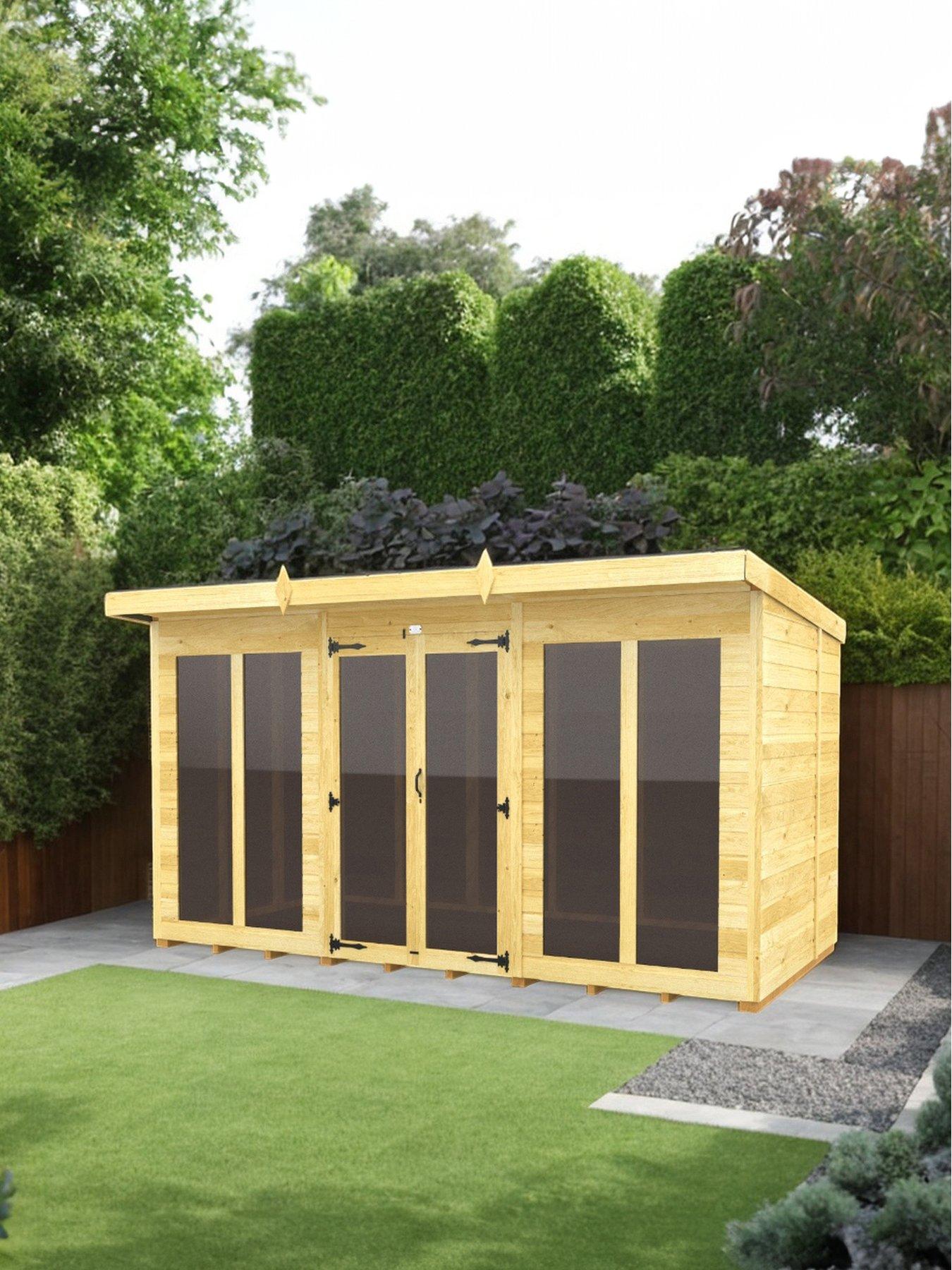 DIY Sheds 12 x 8 Pent Summer House (Full Height Window)