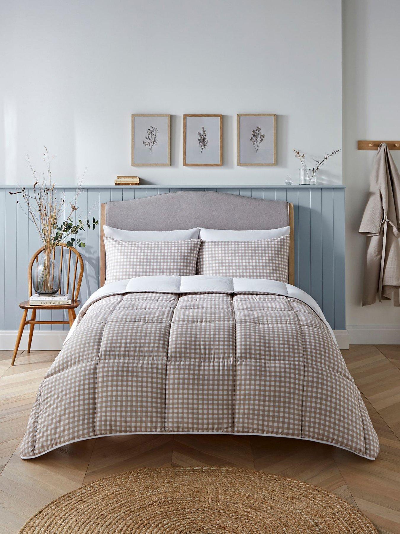 Night Lark Gingham Taupe 10.5 Tog Coverless Duvet Set Includes Pillowcases
