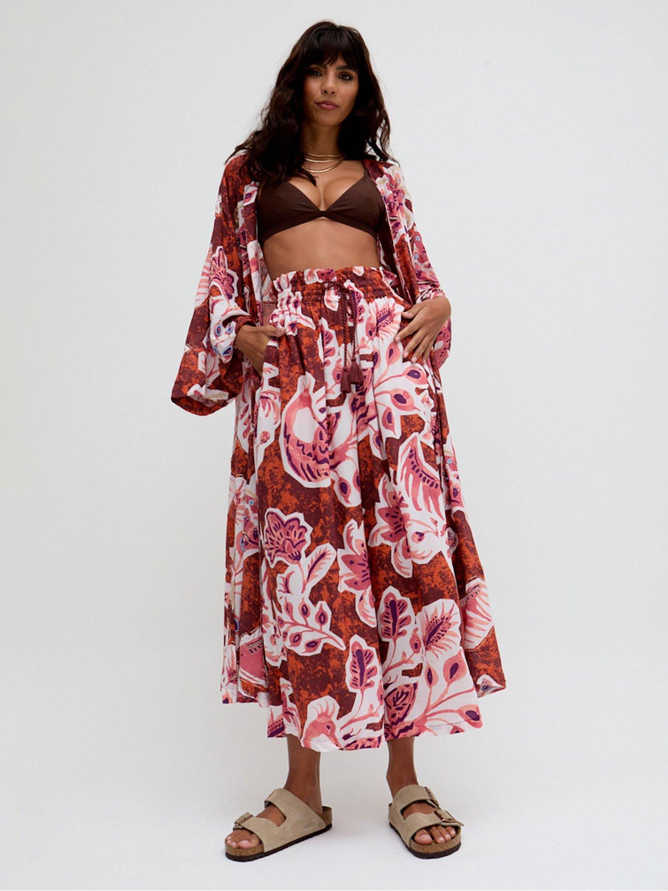 undefined Ellana Wide Leg Floral Printed Trousers In Multi