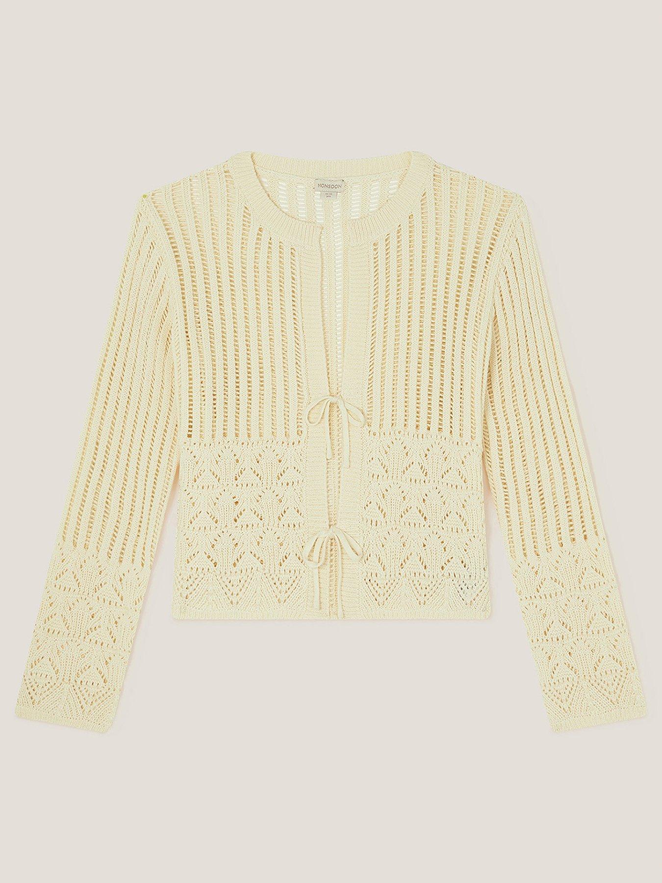 undefined Girls Cropped Knit Cardigan - Light Cream