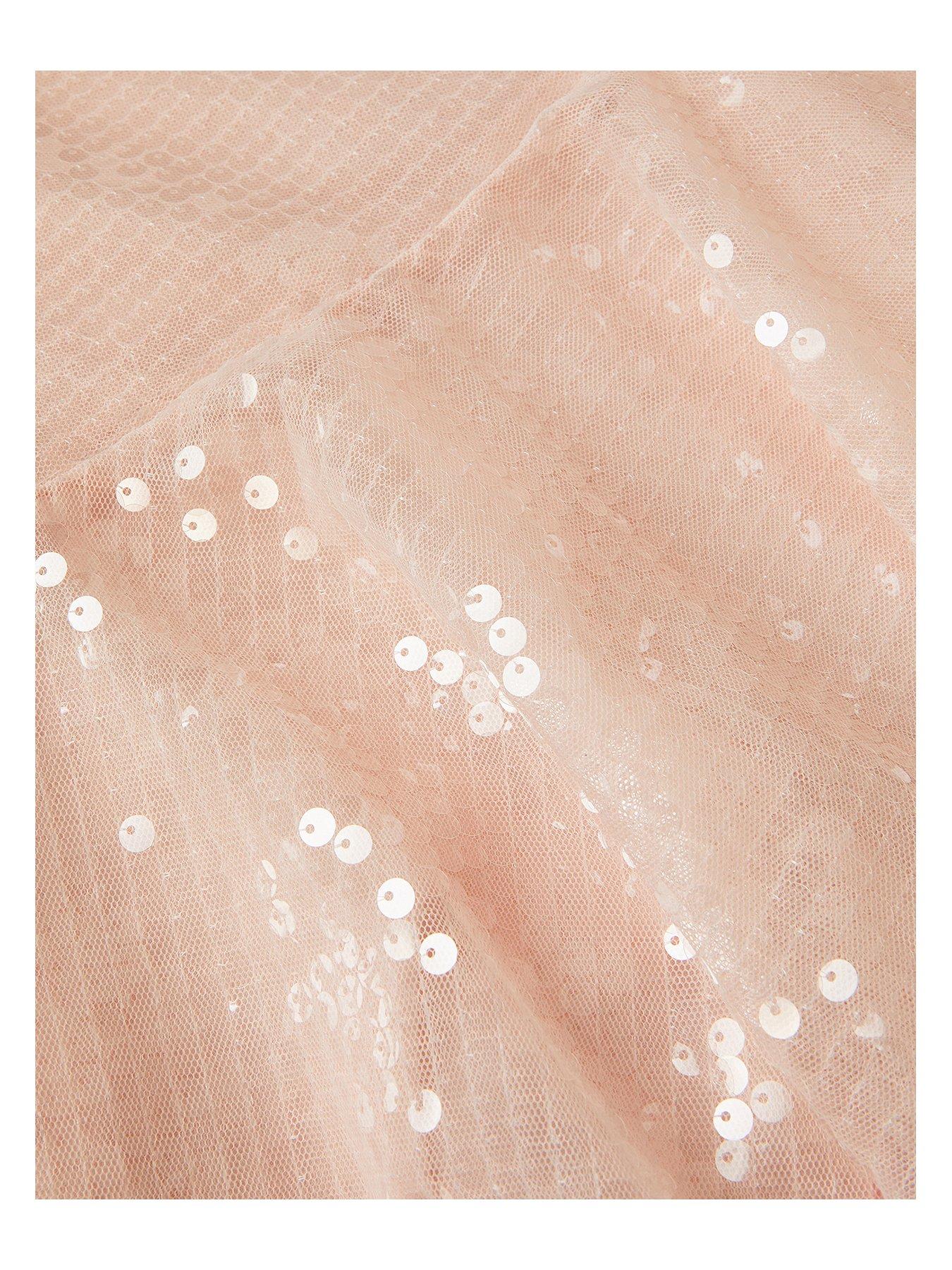 Image 3 of 3 of Monsoon Girls Sequin Drop Waist Dress - Light Pink