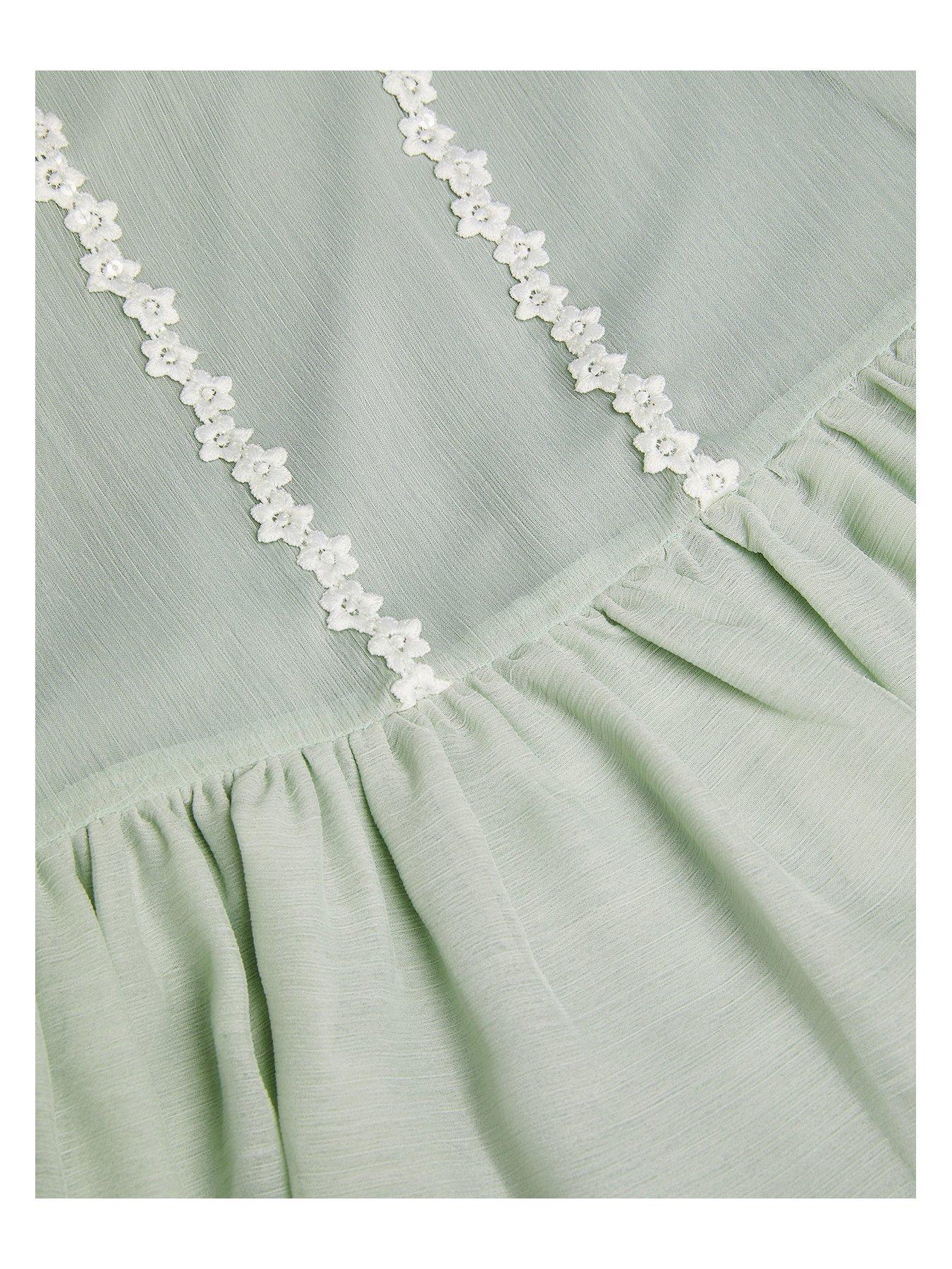 Image 3 of 3 of Monsoon Girls Antonia Drop Waist Flower Dress - Light Green