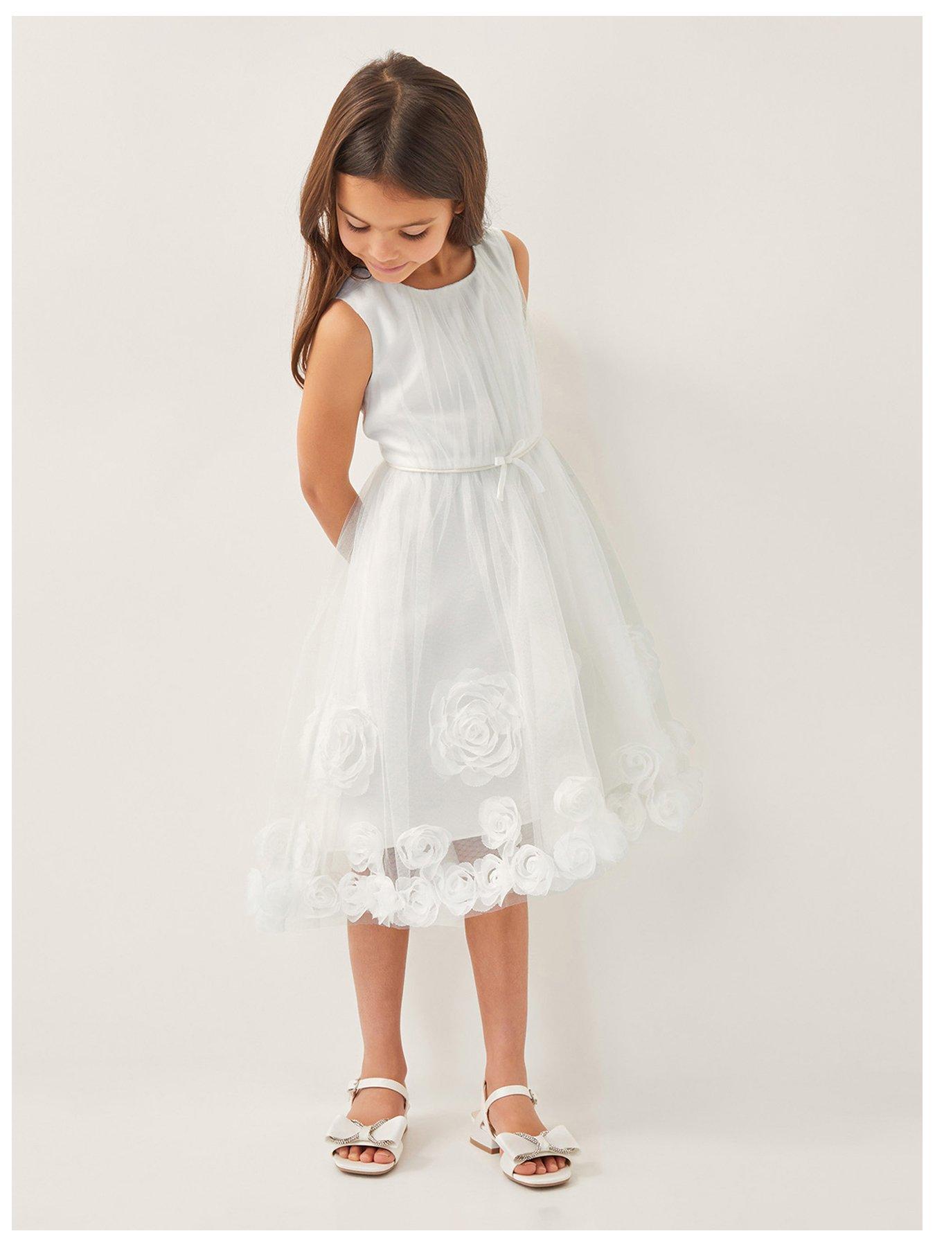 undefined Girls Josie 3d Rosette Dress - Light Cream