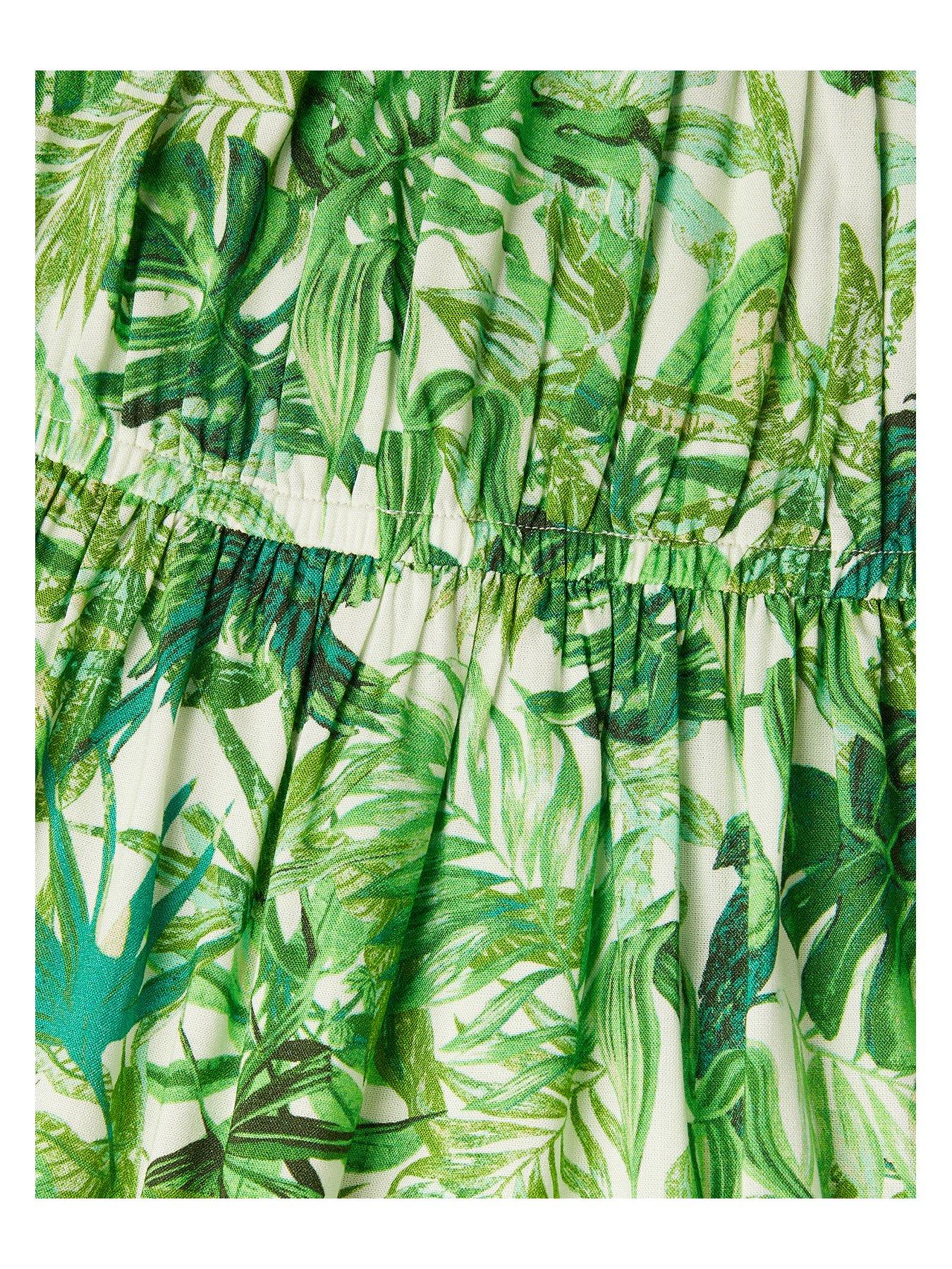 Image 3 of 3 of Monsoon Girls Jungle Bird Print Dress - Green