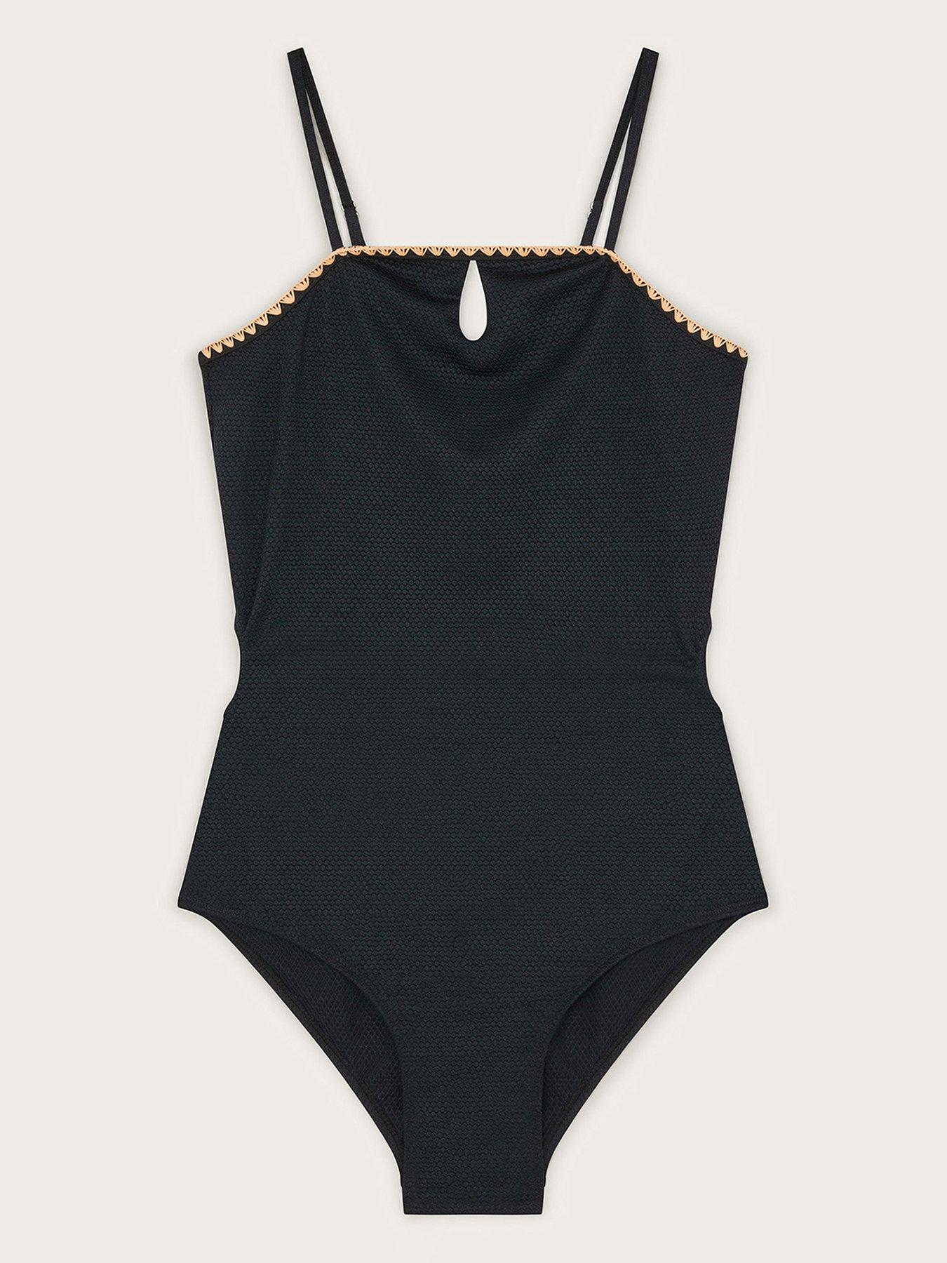 undefined Girls Texture Cut-out Swimsuit - Black