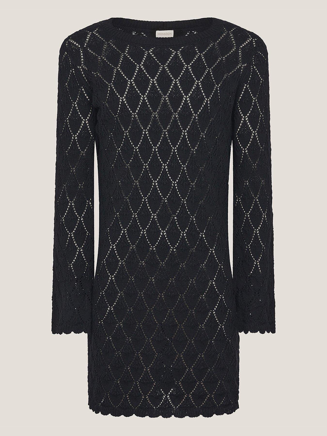 undefined Girls Knit Cover Up Dress - Black
