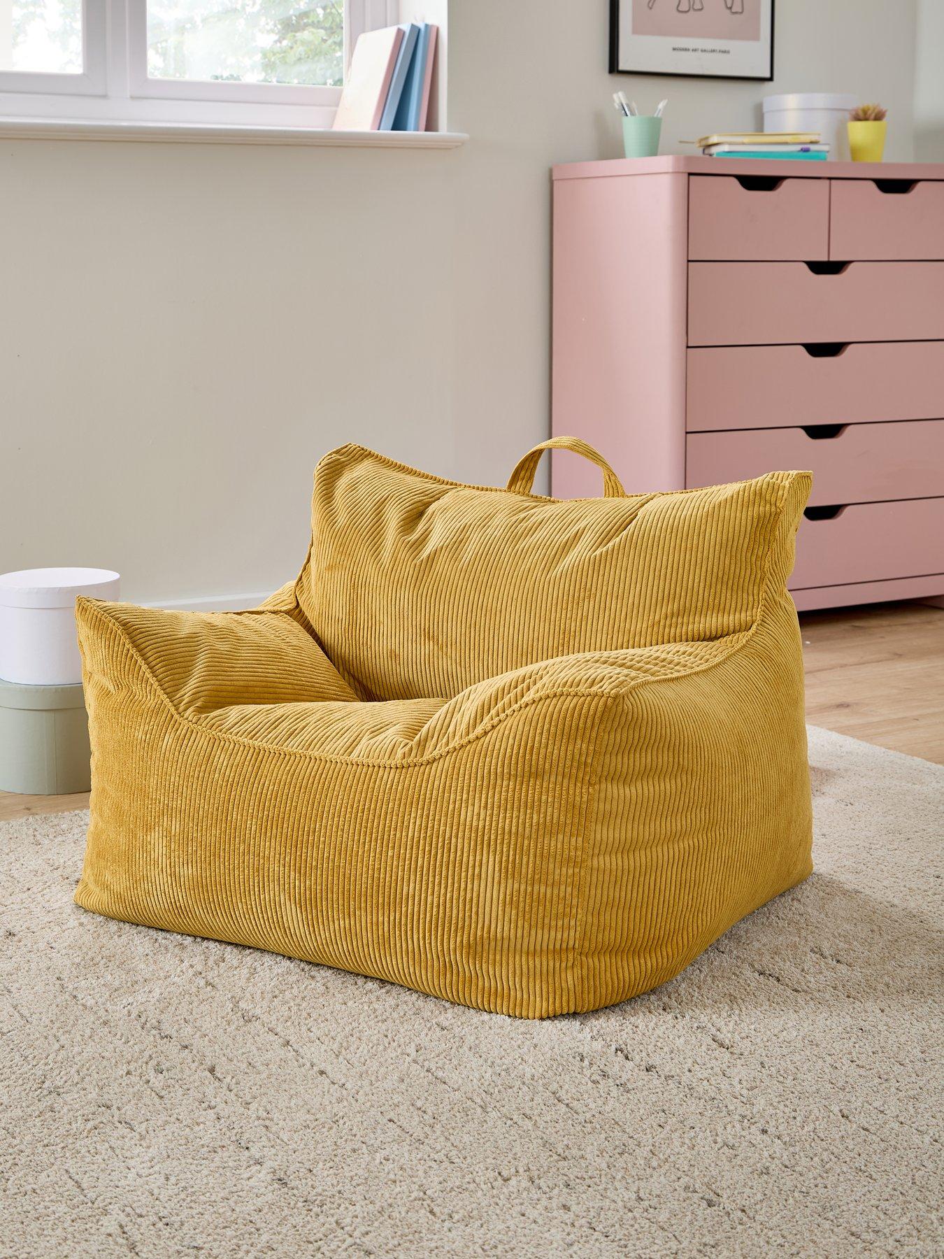 undefined Wing Cord Beanbag Chair- Mustard