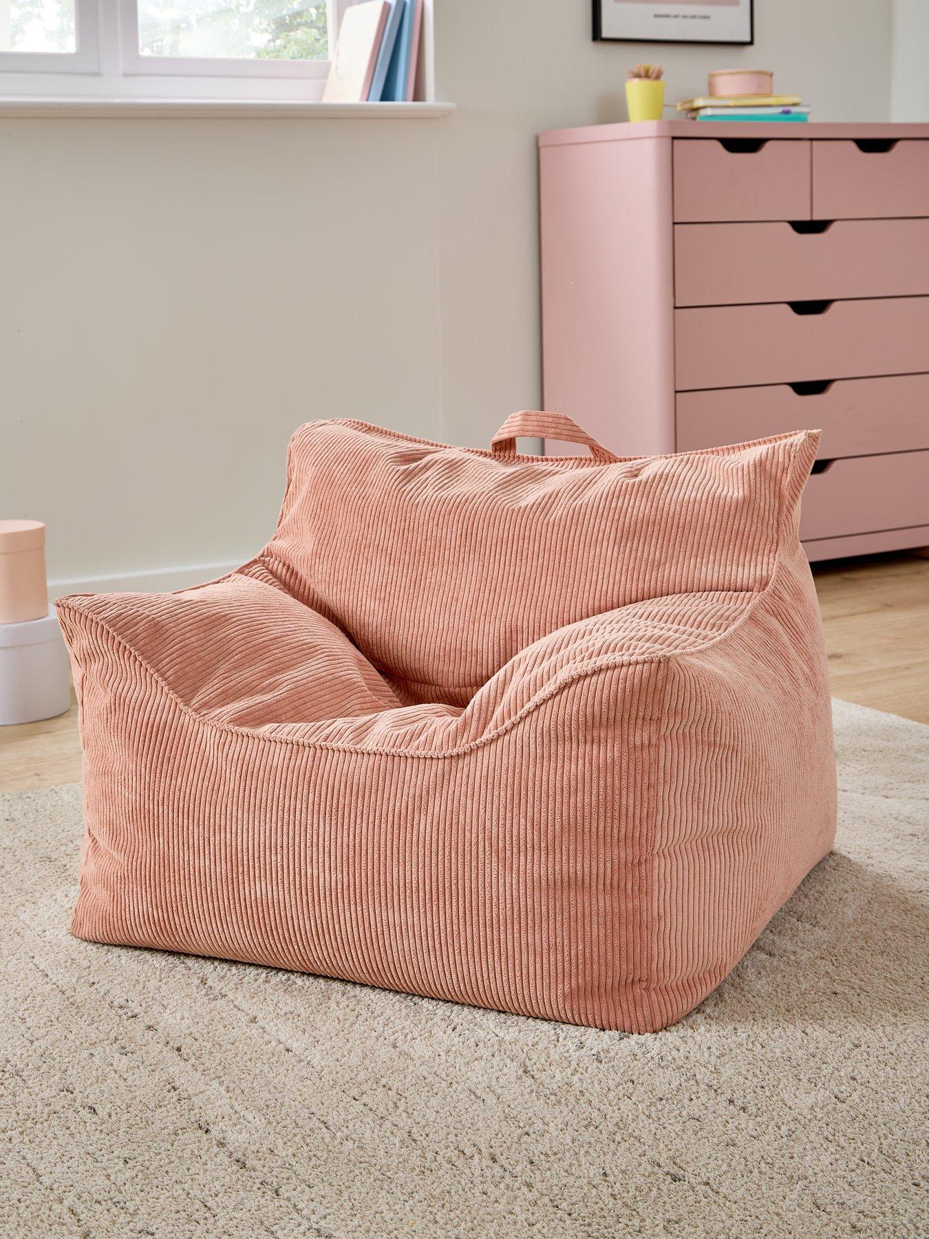 undefined Wing Cord Beanbag Chair- Pink