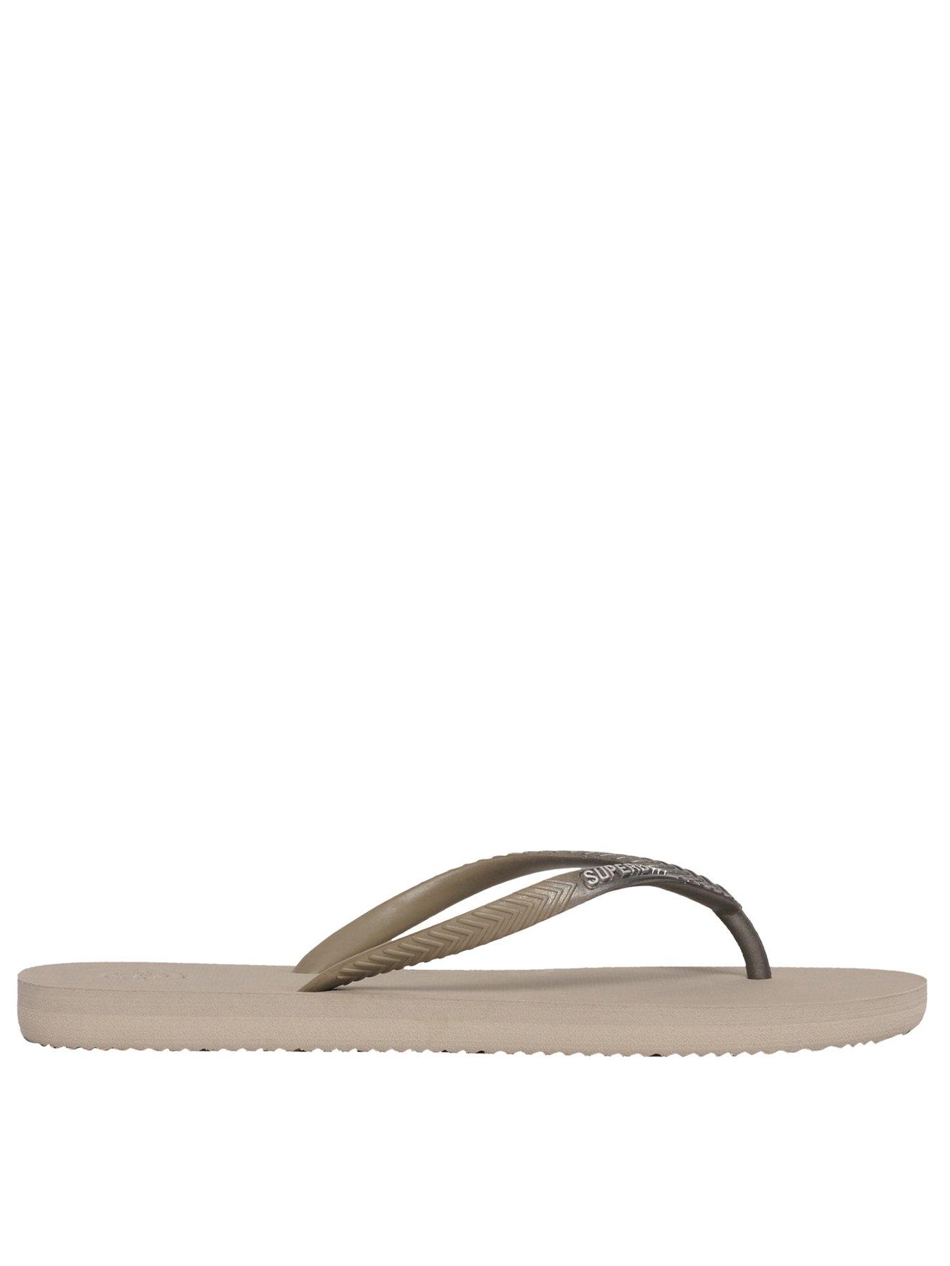 undefined Metallic Flip Flops - Beige