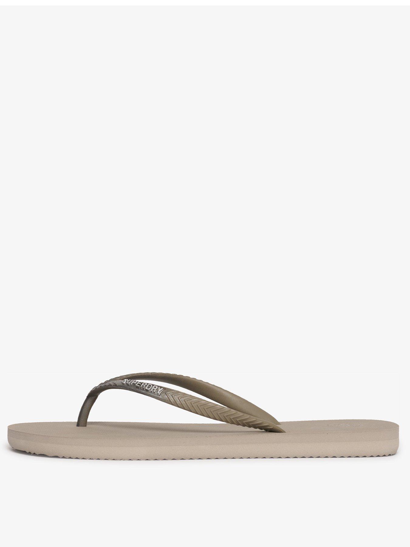 Image 2 of 7 of Superdry Metallic Flip Flops - Beige