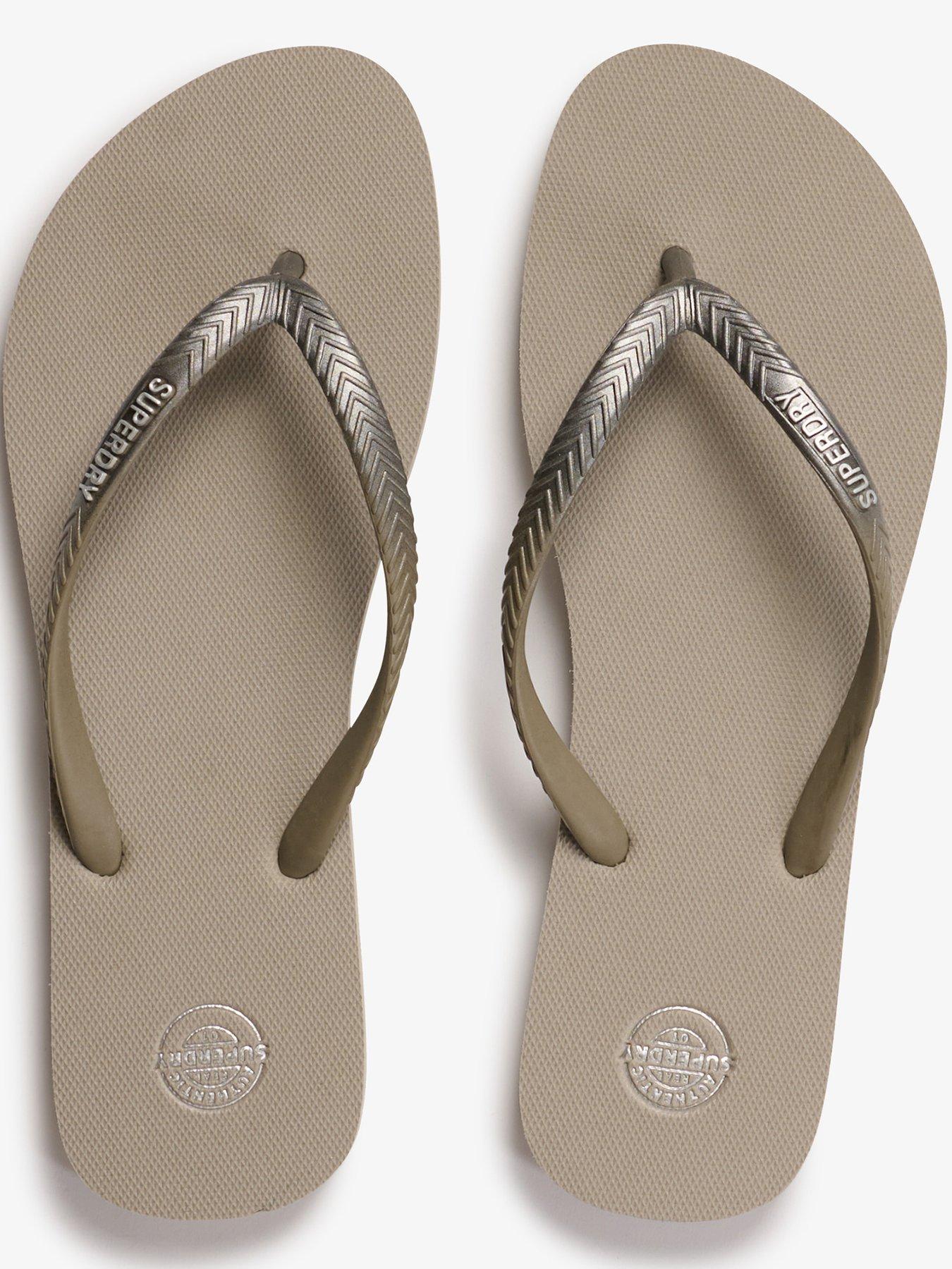 Image 4 of 7 of Superdry Metallic Flip Flops - Beige