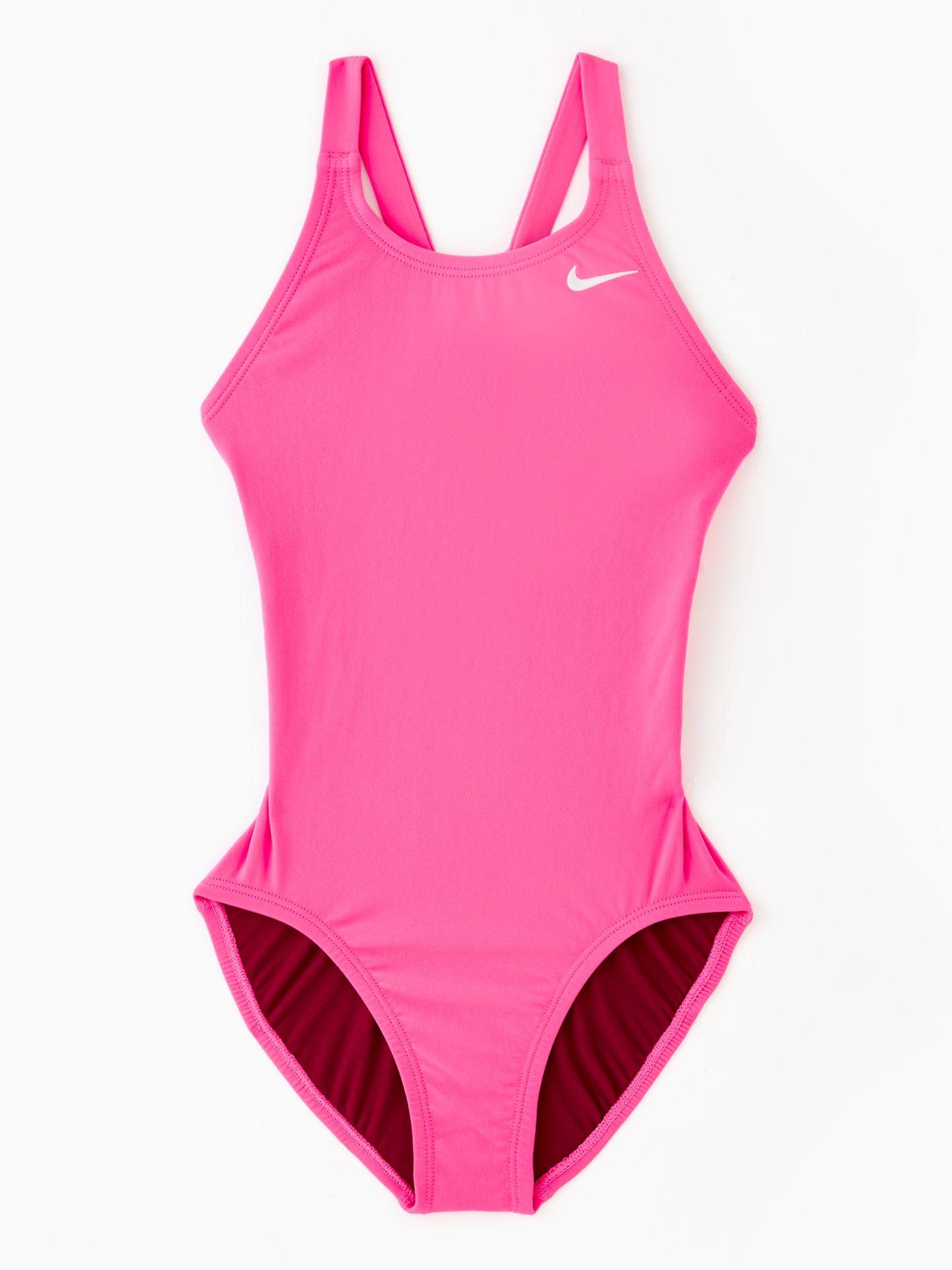 Image 1 of 4 of Nike Girls Performance Fastback One Piece Swimsuit - Pink