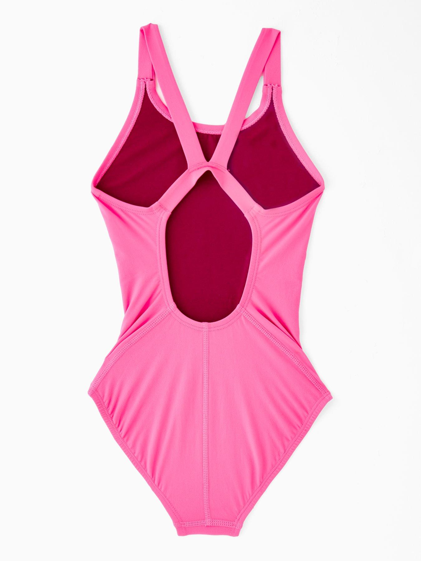 Image 2 of 4 of Nike Girls Performance Fastback One Piece Swimsuit - Pink