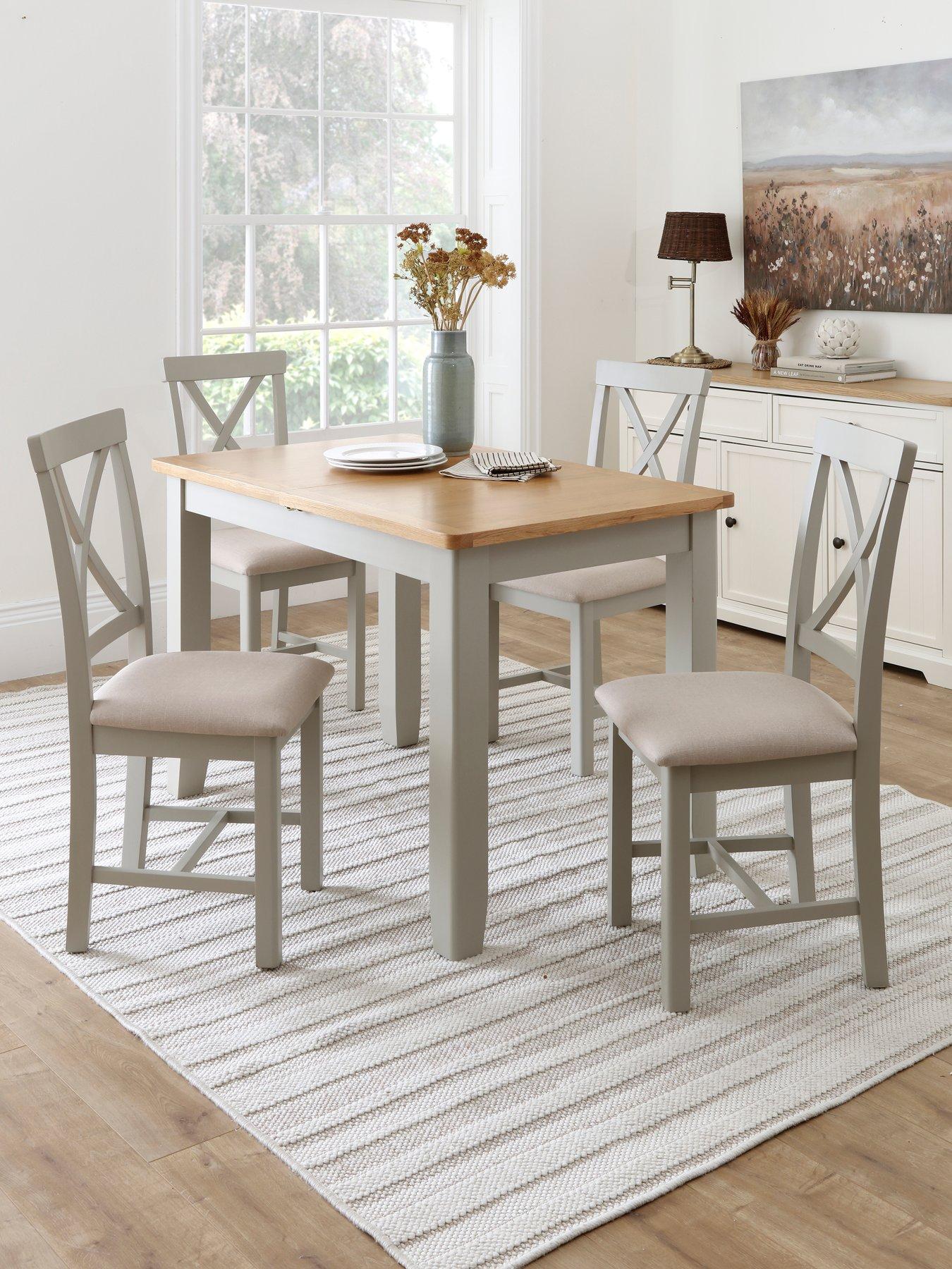 The Very Collection Malone 1.2m - 1.6m Extending Dining Table  &  4 Malone Dining Chairs