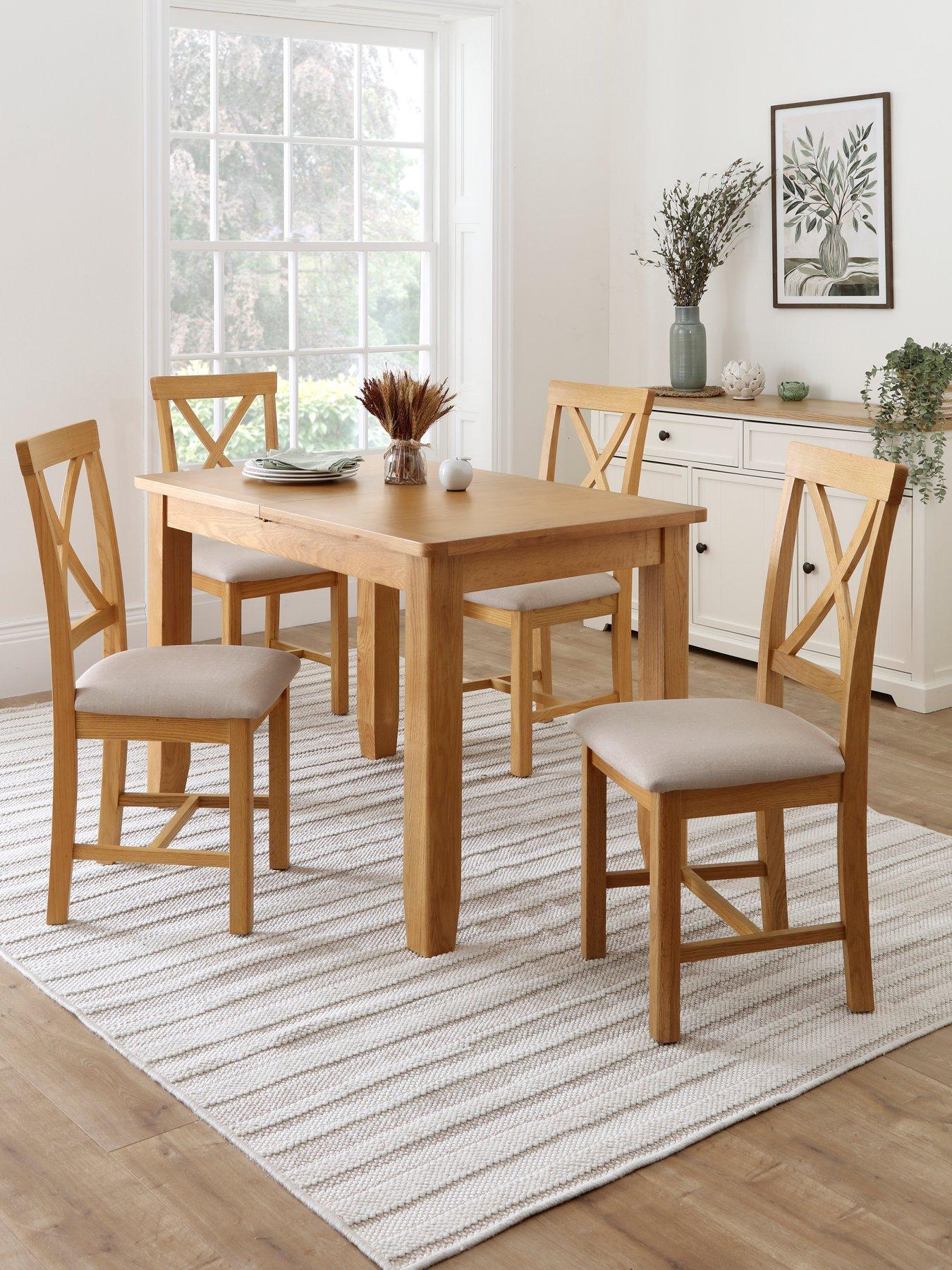 Very Home Ashwin 1.2m - 1.6m Extending Dining Table & 4 Ashwin Chairs