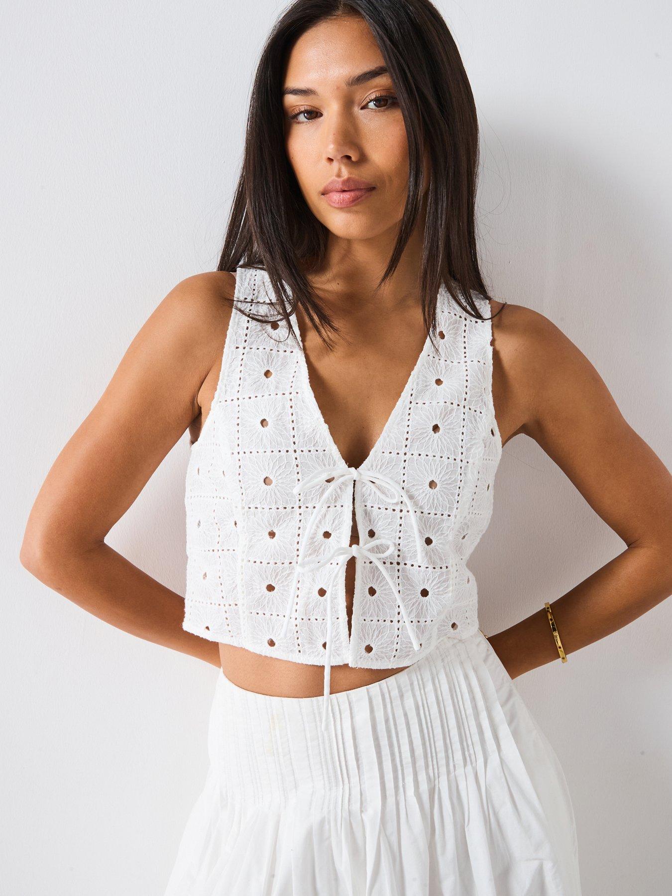 undefined Embroidered Cotton Waistcoat With Bows