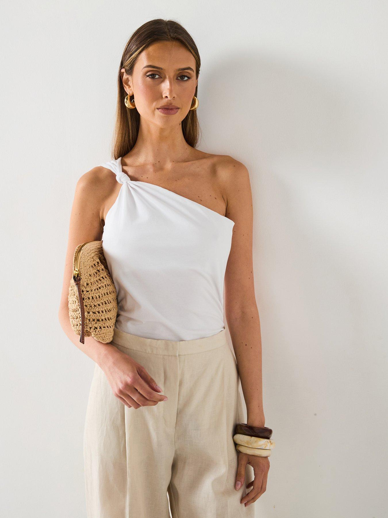 undefined Asymmetric Top With Knot Detail - White
