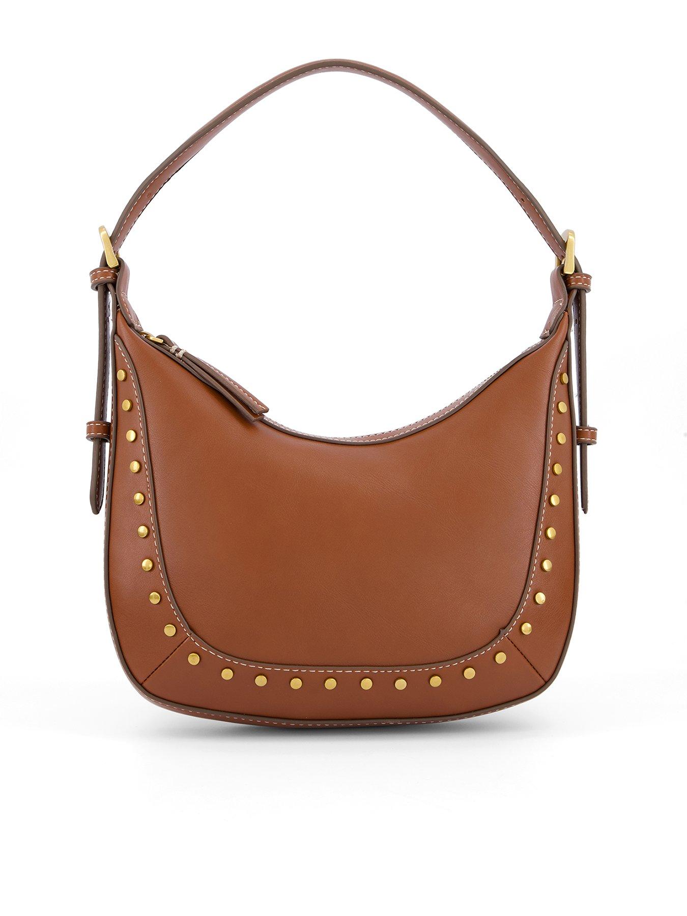 undefined Small Studded Shoulder Bag - Brown
