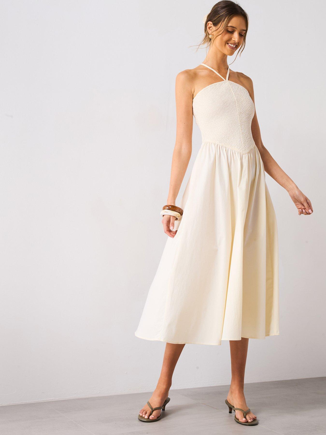 Mango Combined Halter Dress - Cream | Very