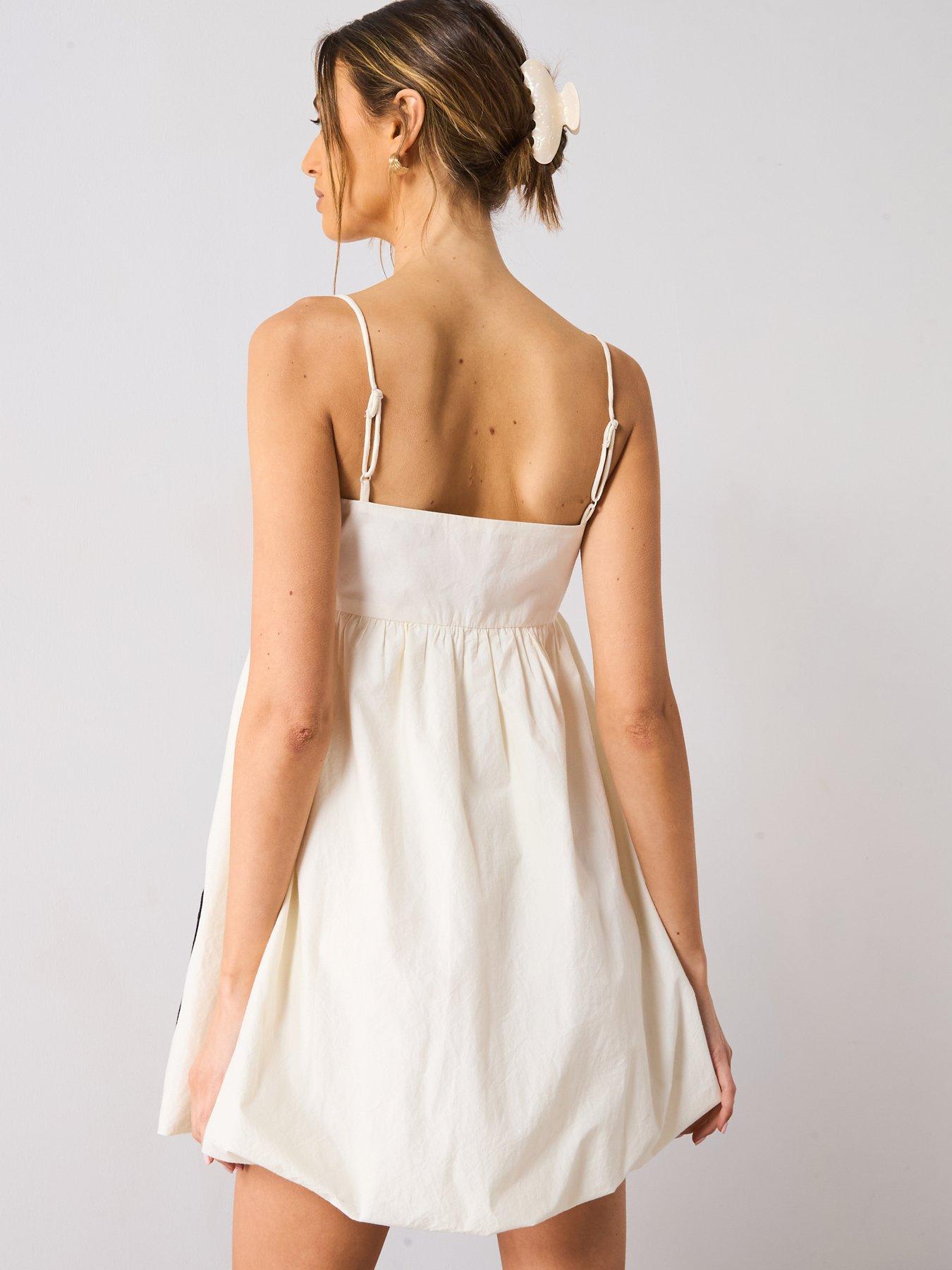 Mango Balloon Effect Embroidered Dress - Cream | Very