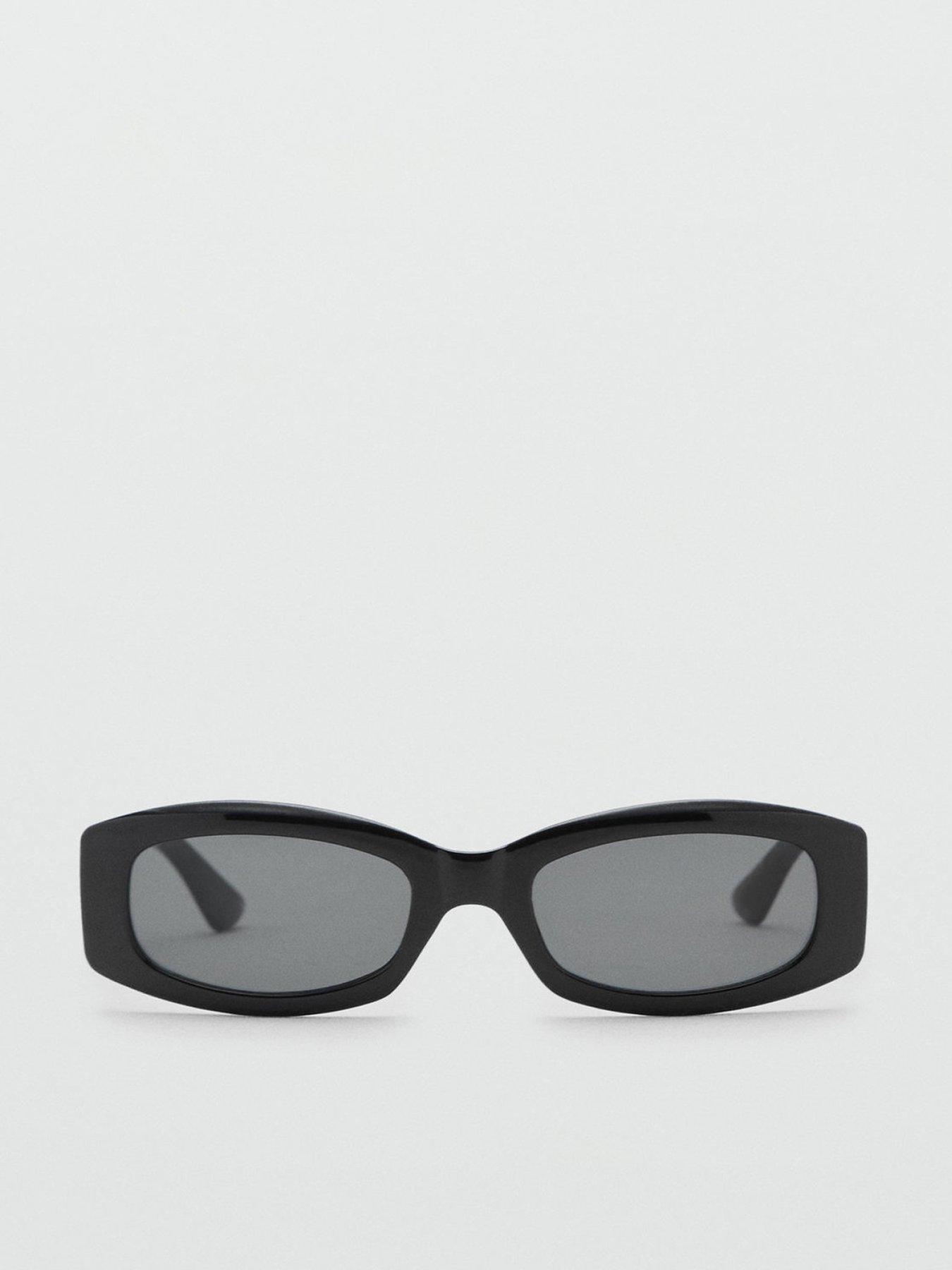 undefined Contrasting Rectangular Frame Sunglasses - Black
