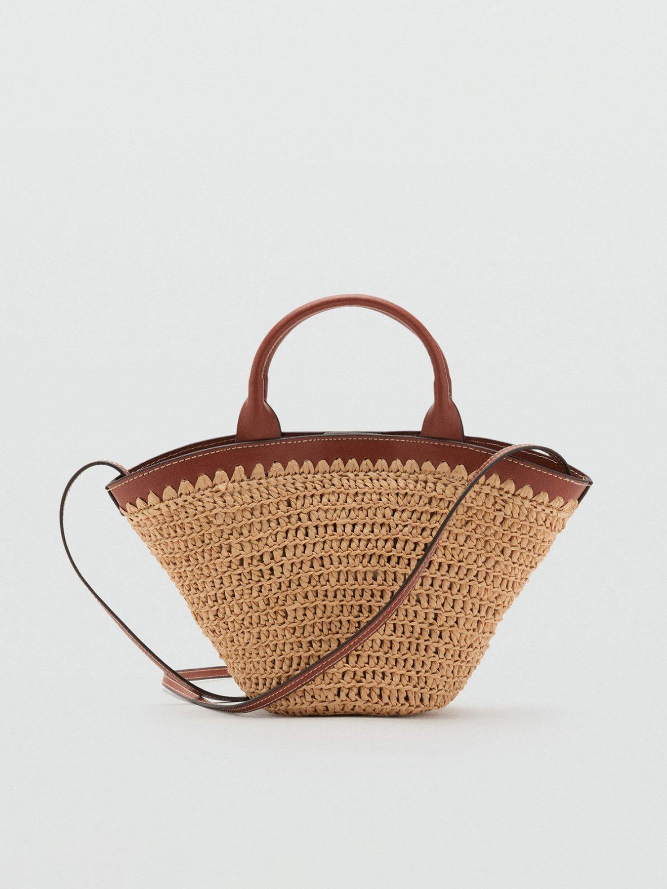 undefined Small Double Handle Natural Fibre Bag - Brown