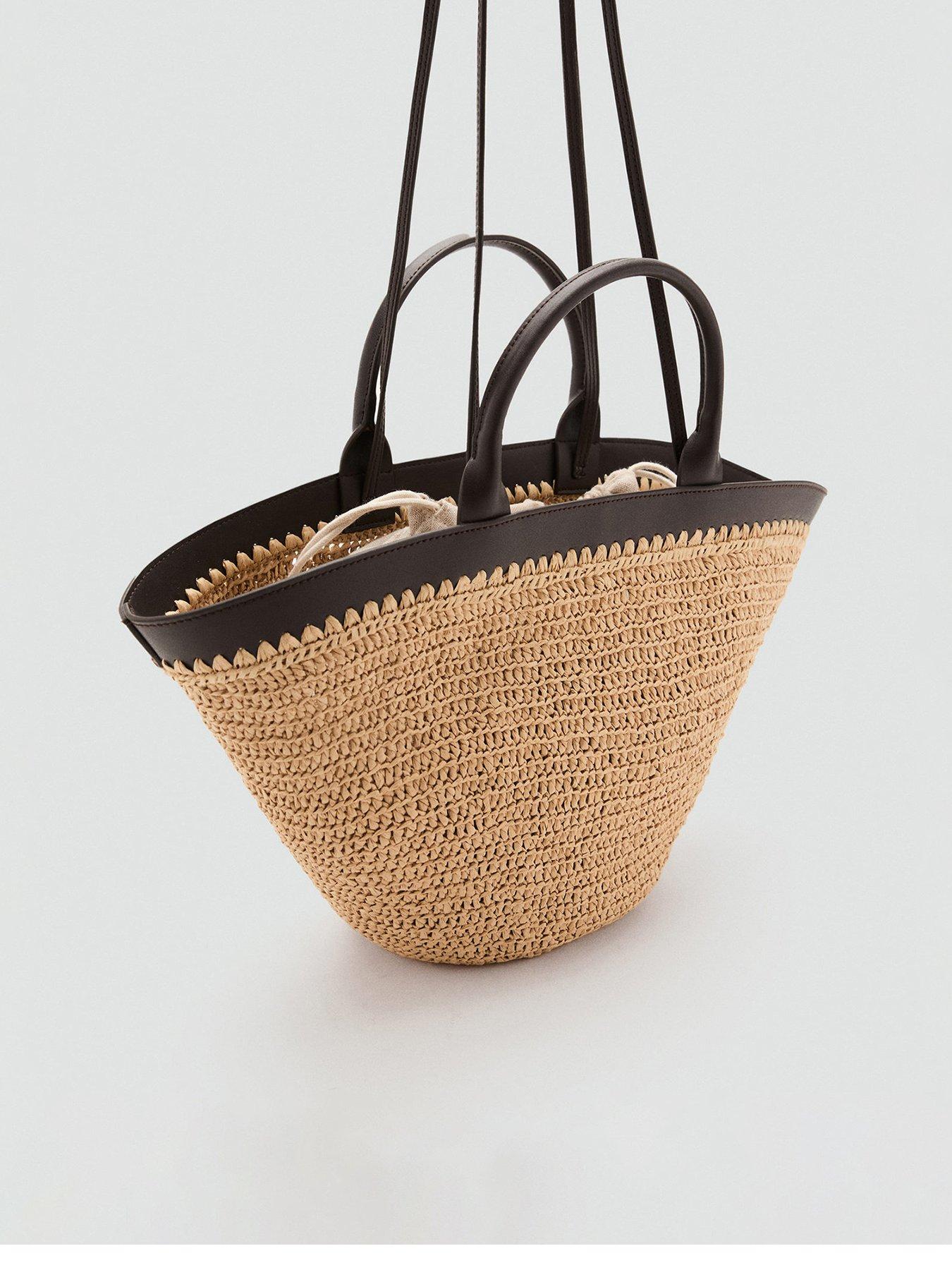 Image 3 of 5 of Mango Large Double Handle Natural Fibre Bag - Dark Brown