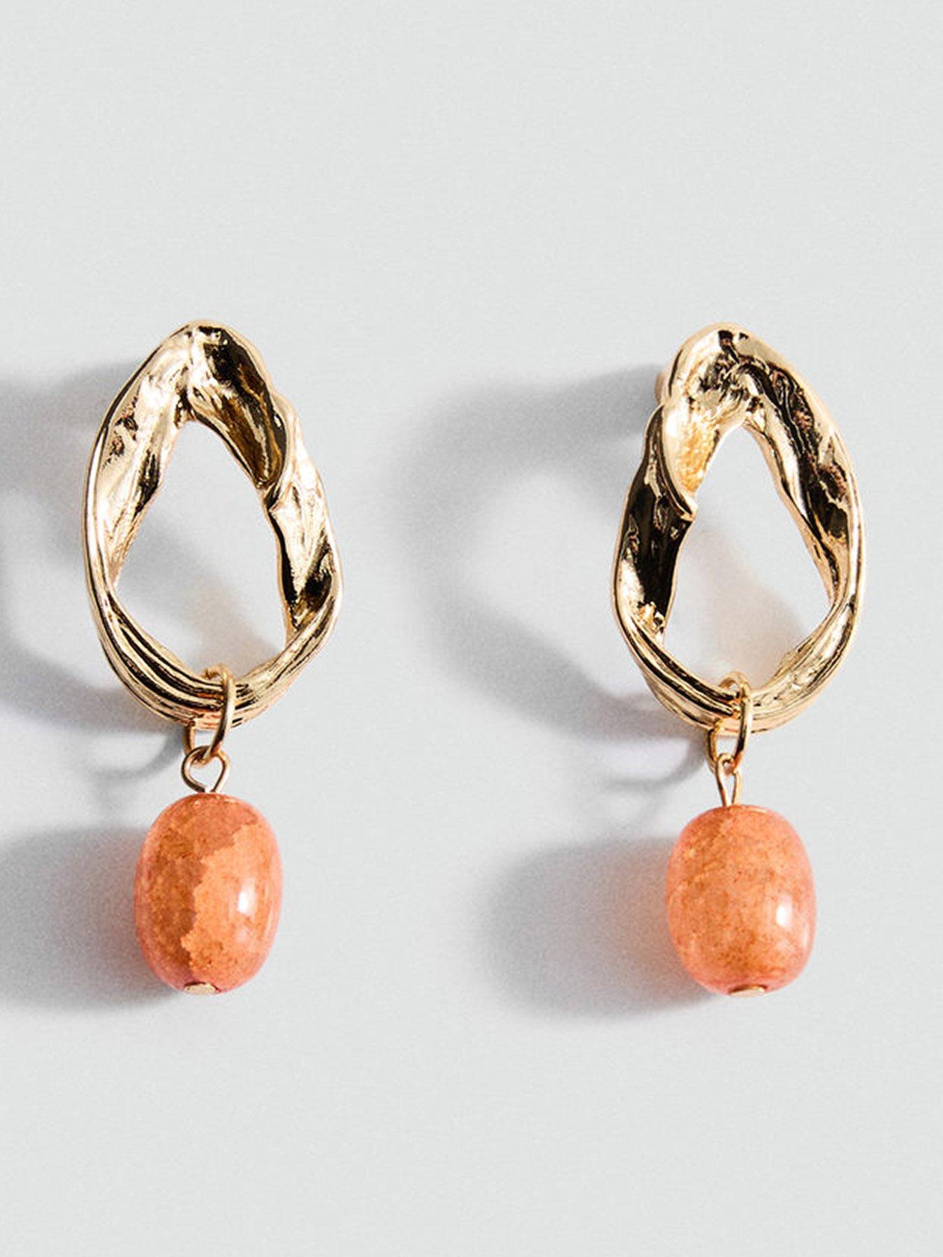 undefined Circular Bead Design Earrings - Gold