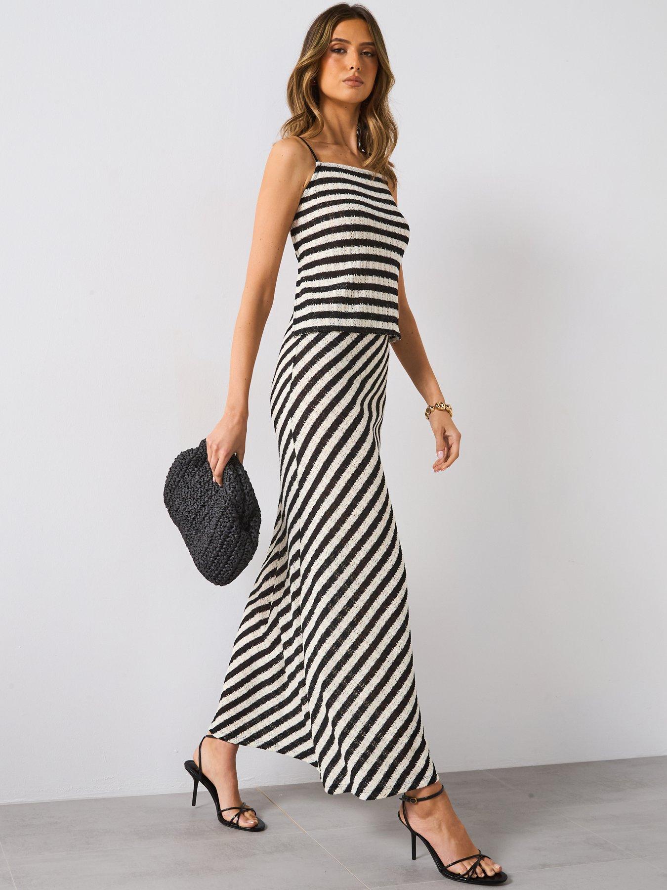 Mango Striped Knit Fitted Top - Black | Very
