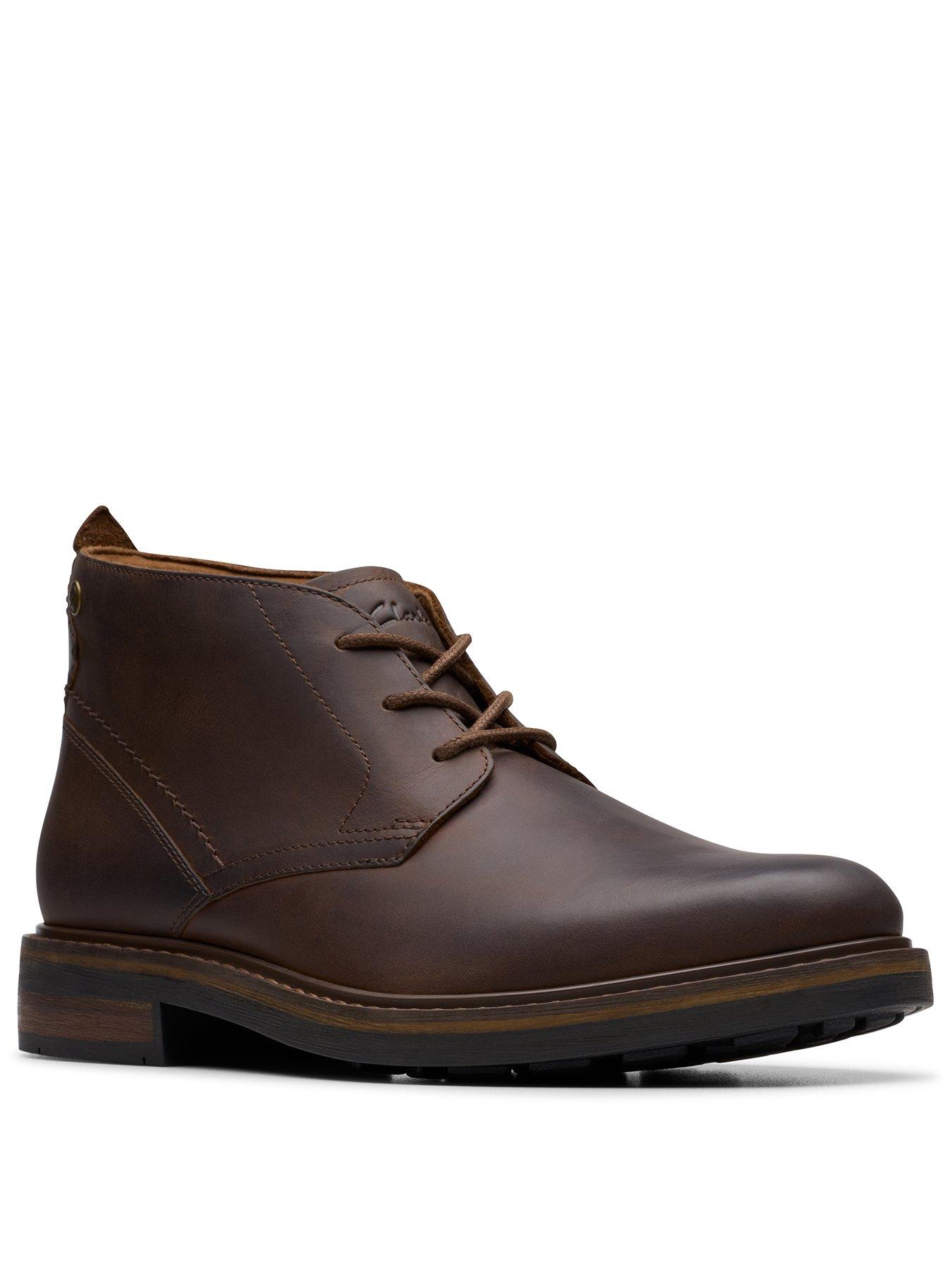 Clarks Newford Mid Lace Up Ankle Boots Dark Brown Very