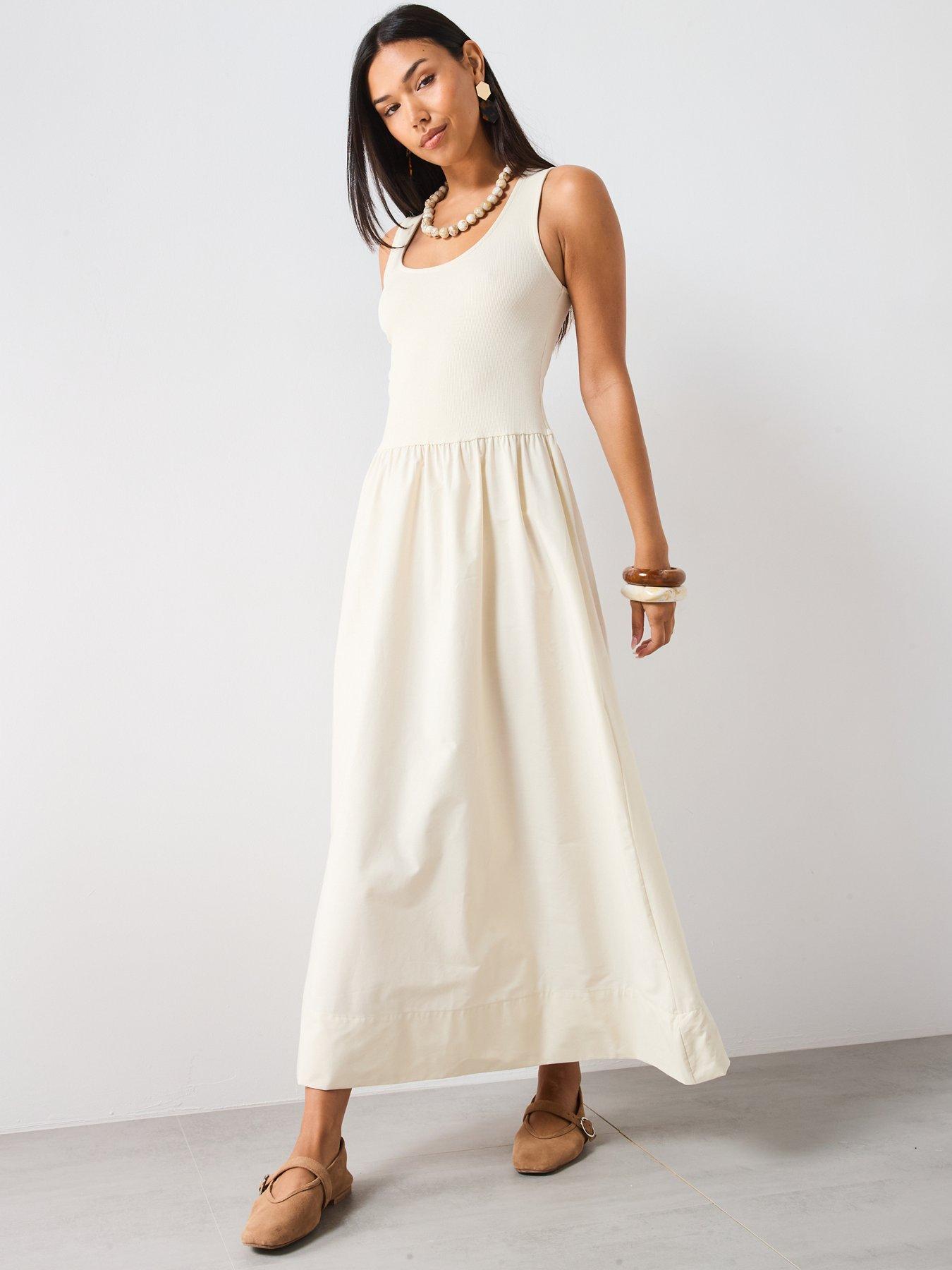 knee length dresses for ladies Mango off white  Goa Paris
