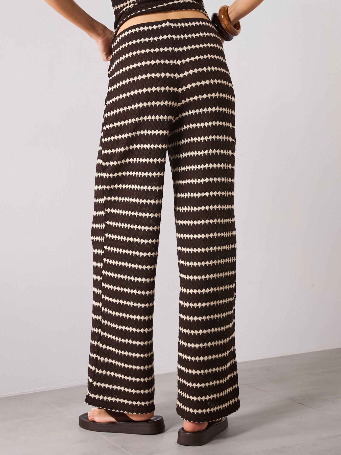 Image 2 of 4 of Mango Knitted Trousers With Geometric Print - Brown