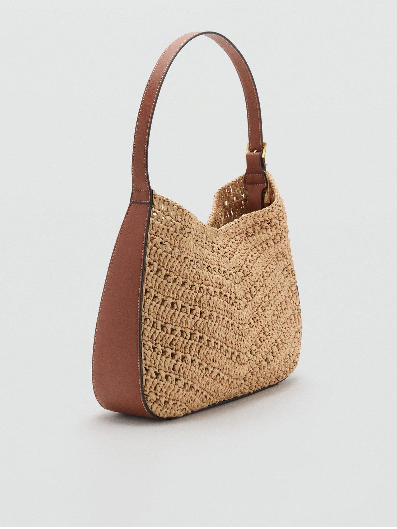 Image 2 of 4 of Mango Natural Fibre Shoulder Bag - Brown