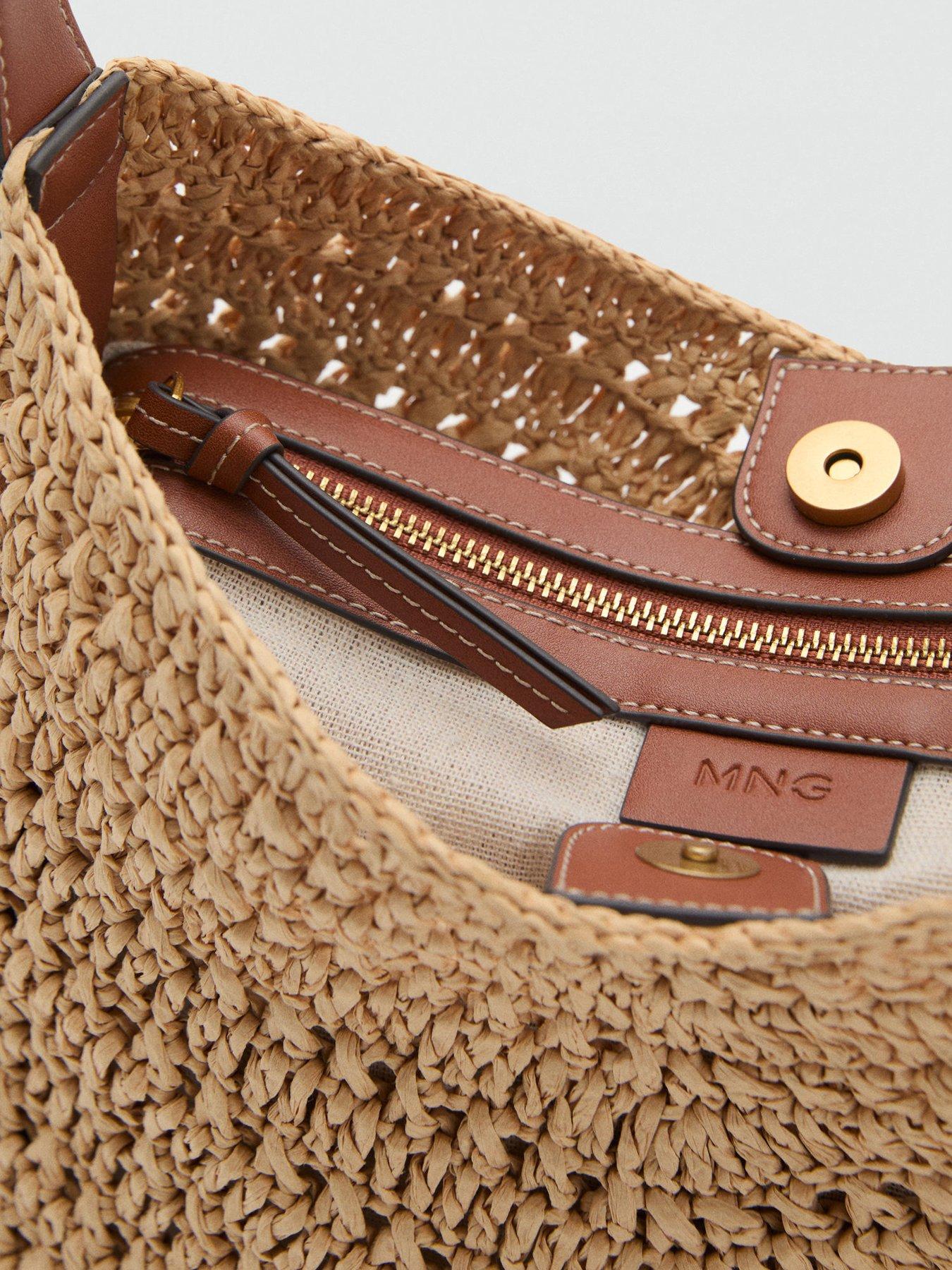 Image 4 of 4 of Mango Natural Fibre Shoulder Bag - Brown