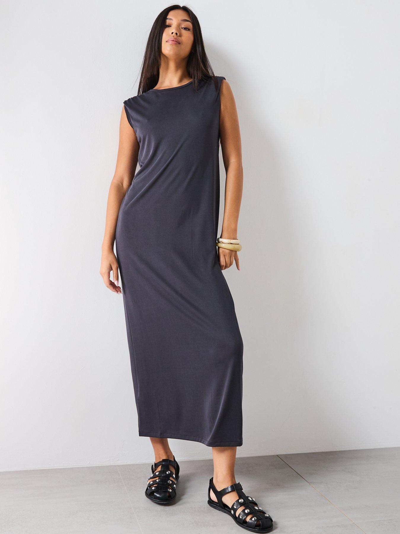 Image 6 of 6 of Mango Flowy Long Dress - Dark Grey