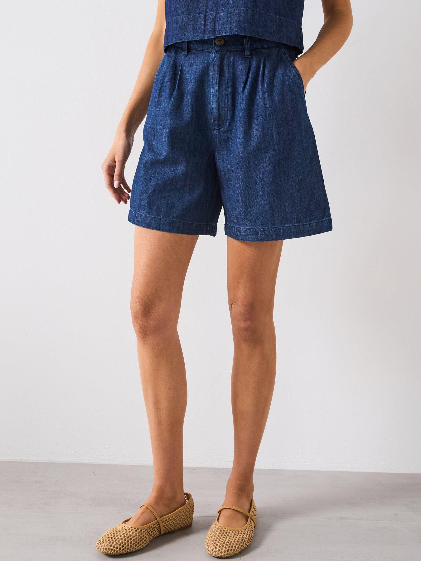 Mango Rinse Wash Denim Bermuda Shorts Dark Blue Very