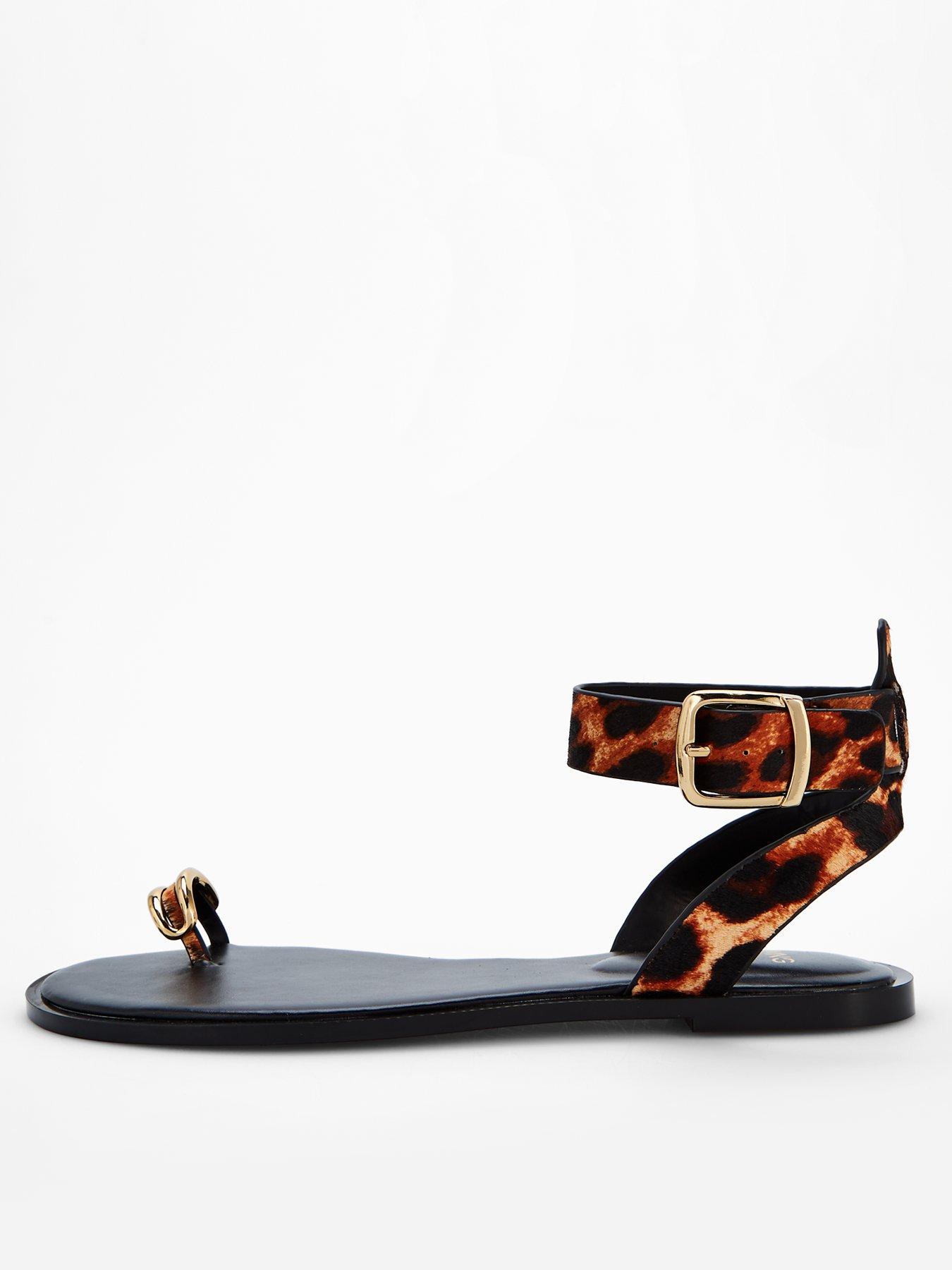 undefined Animal Print Leather Sandals