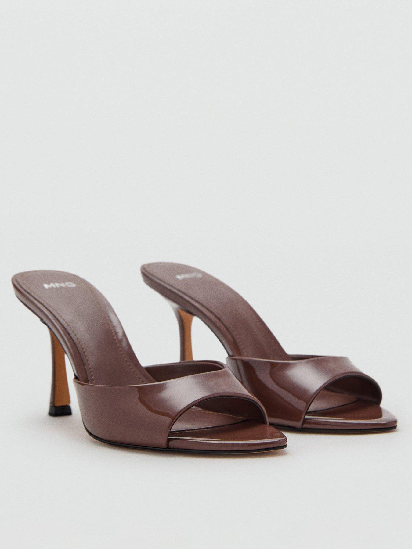 undefined Patent Leather Effect Heeled Sandals - Dark Brown