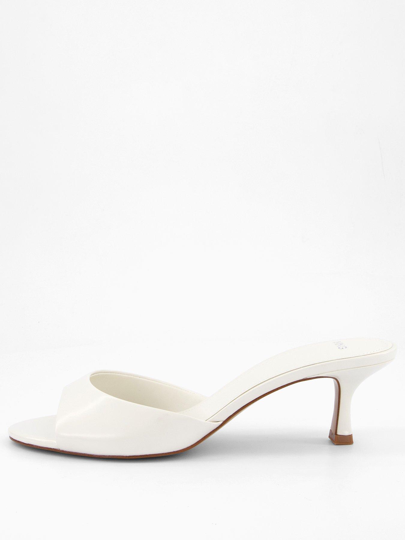 Image 2 of 7 of Mango Kitten Heel Sandals With Strap - Cream