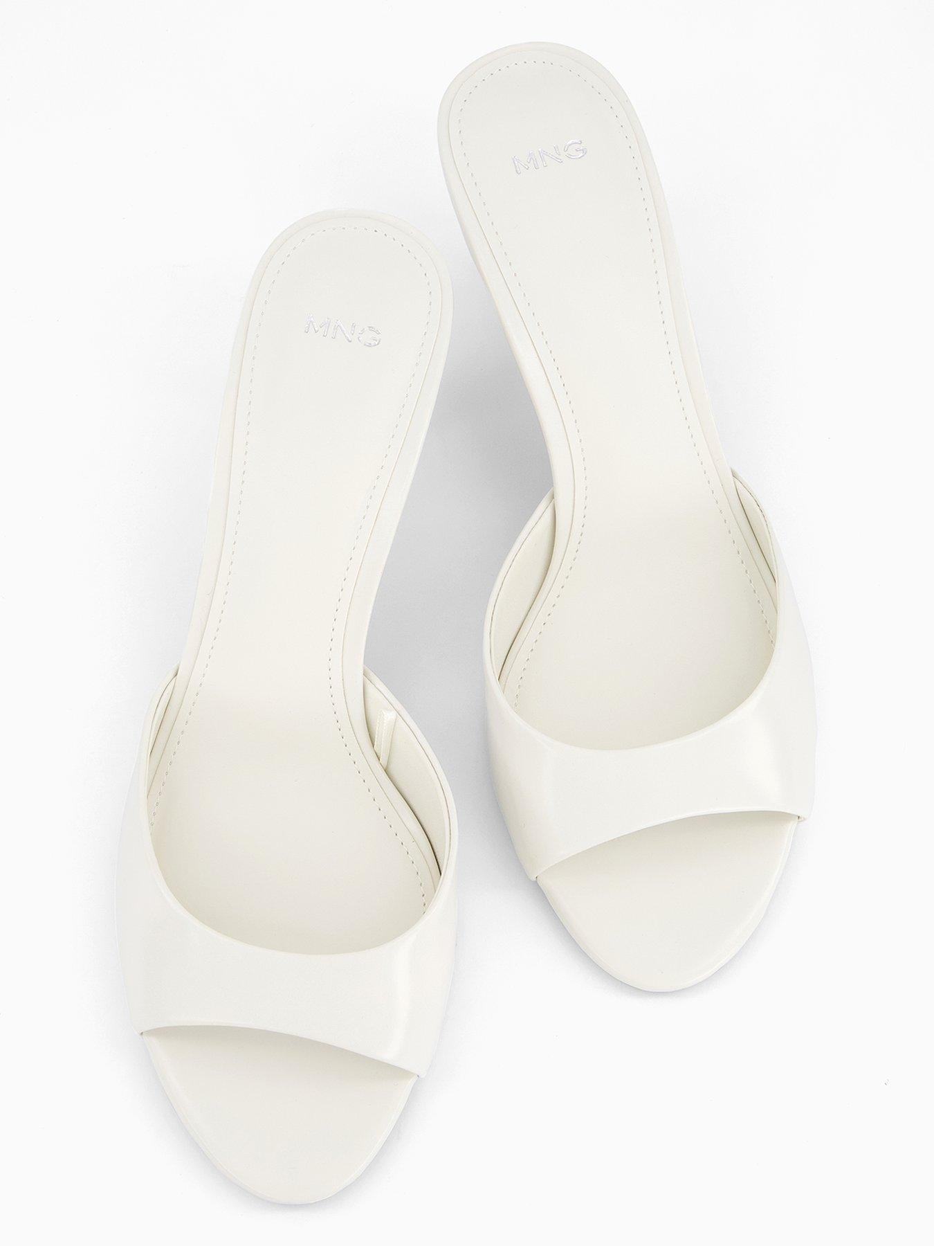 Image 3 of 7 of Mango Kitten Heel Sandals With Strap - Cream