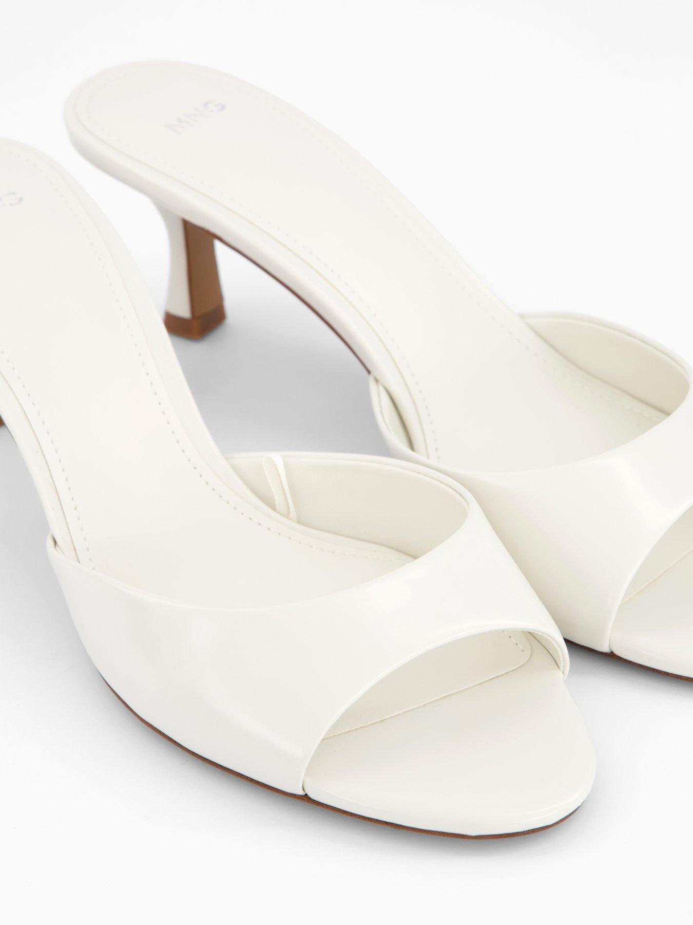 Image 5 of 7 of Mango Kitten Heel Sandals With Strap - Cream