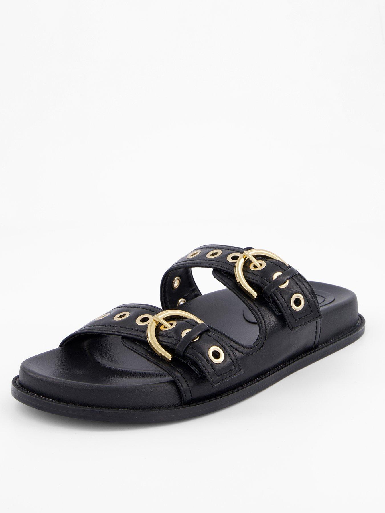 Mango Strap Sandals with Buckle - Black
